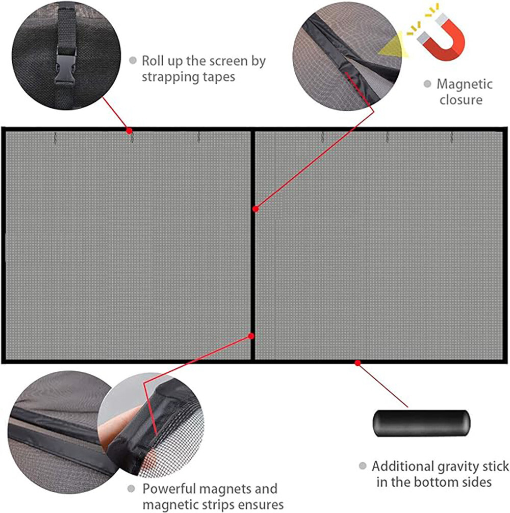 Heavy-Duty Magnetic 16x7 ft Garage Door Screen, Dual Car Access, Fiberglass Mesh