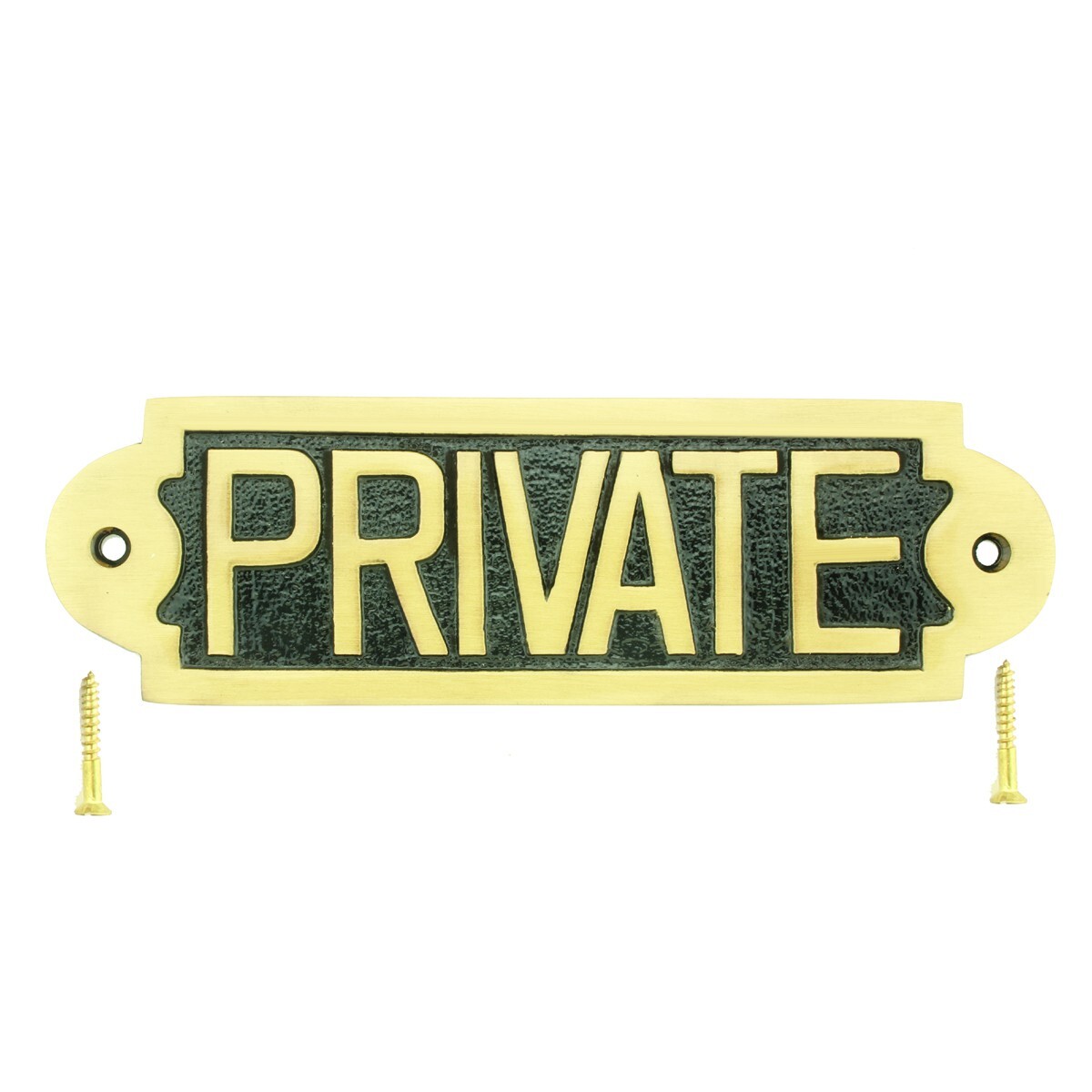Renovators Supply Brass Plaques Polished Tag "Private" Sign Brass Plate Finish