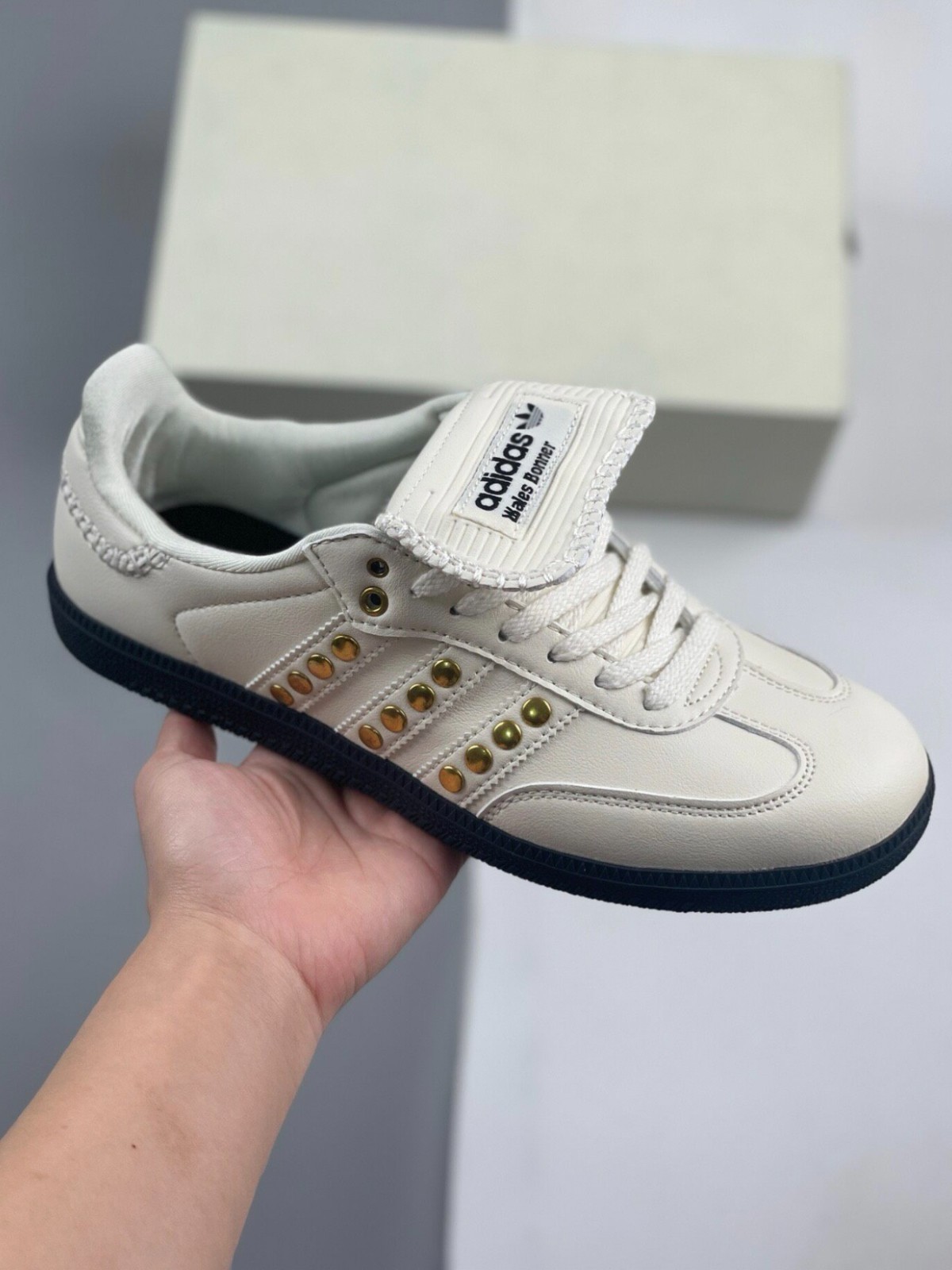 Wales Bonner × adidas Samba Studded Cream White IG4304 New With Box