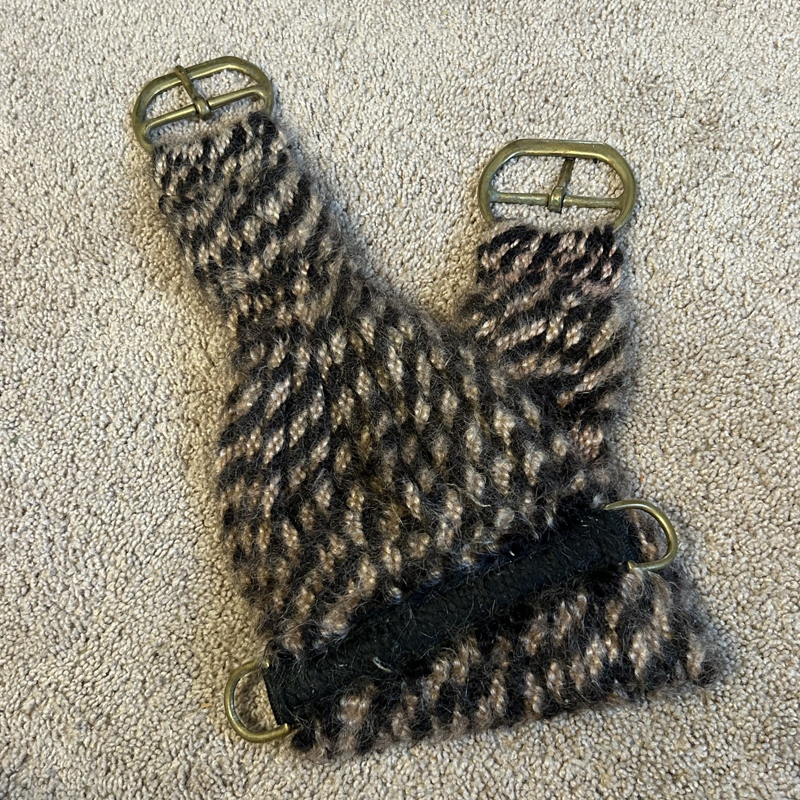 32” Western Girth Cinch 27 Strand Soft Alpaca Mohair Brass Rings Buckles Custom