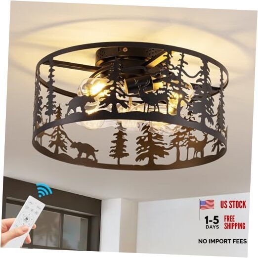 Black Fandelier Black Chandelier Fan with，Farmhouse 0314/Black Rustic Fan