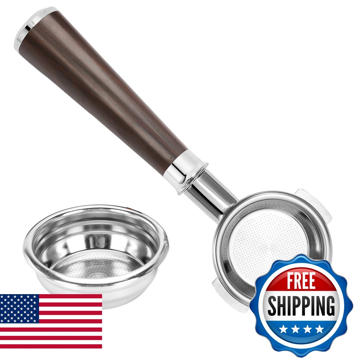 Davonpha 58mm Portafilter 18g Basket Black Walnut Handle For E61 PF-58E