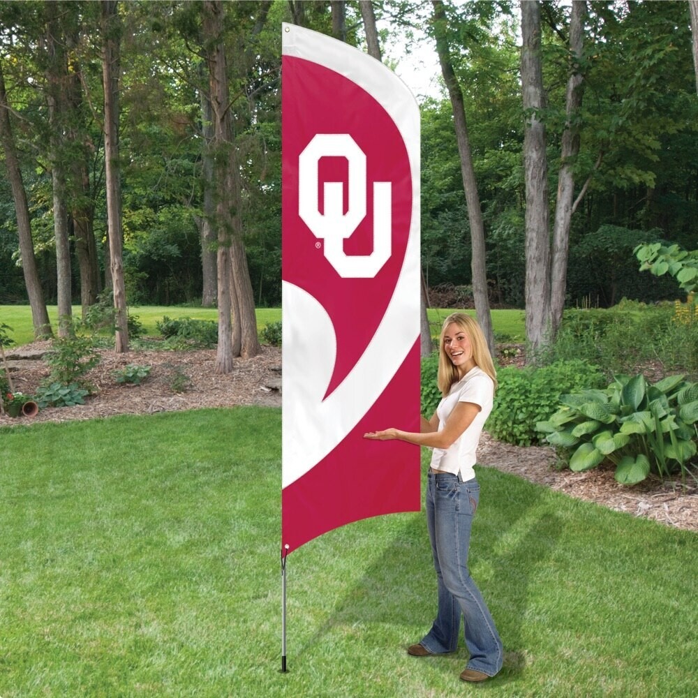 OKLAHOMA SOONERS 8.5 FOOT TALL TEAM FLAG 11.5' POLE SIGN BANNER APPLIQUE BOOMER