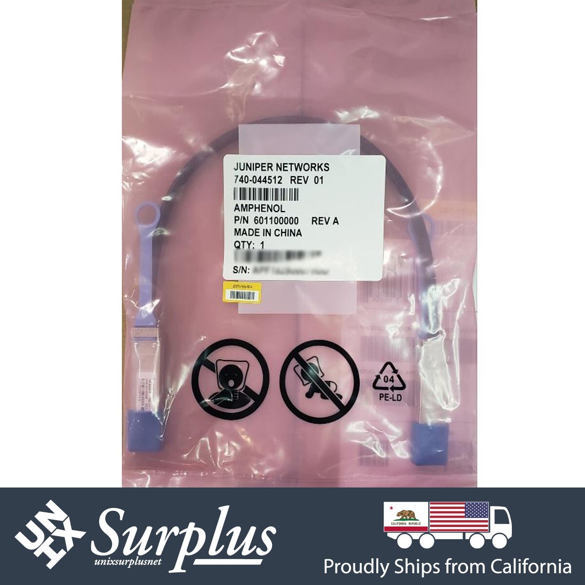 New Original Juniper EX-QSFP-40GE-DAC-50CM 40GbE QSFP+ to QSFP+ 0.5m DAC Cable