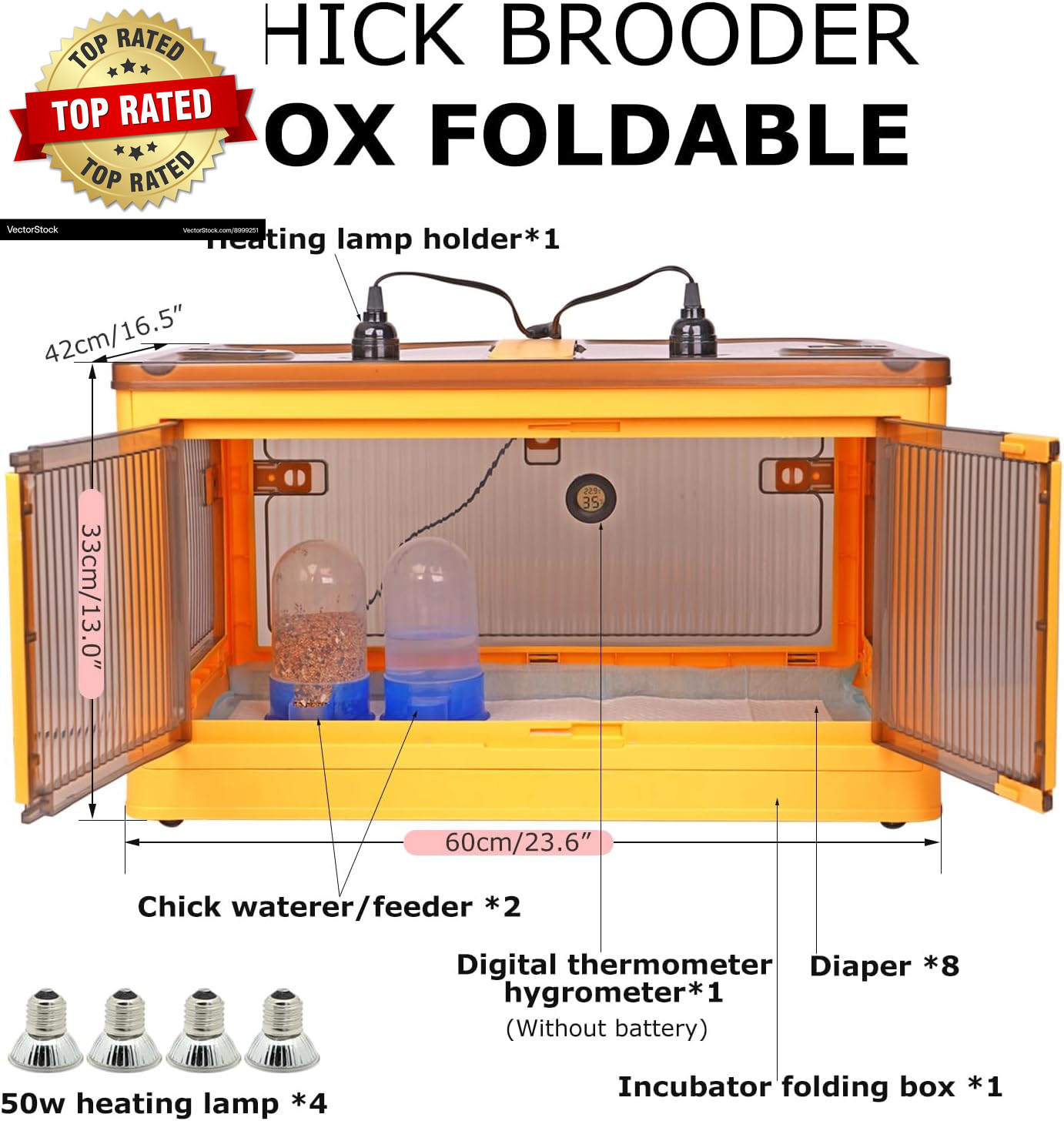 Chick Brooder Box for Chicks, Quail Brooder Box Kit with Heater Feeder