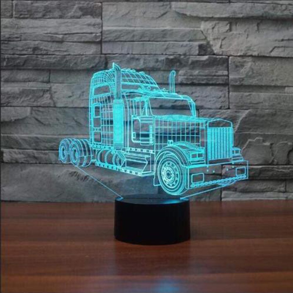 3D Illusion Table Lamp Truck LED Night Light For Bedroom Deco 7-Color Changing C