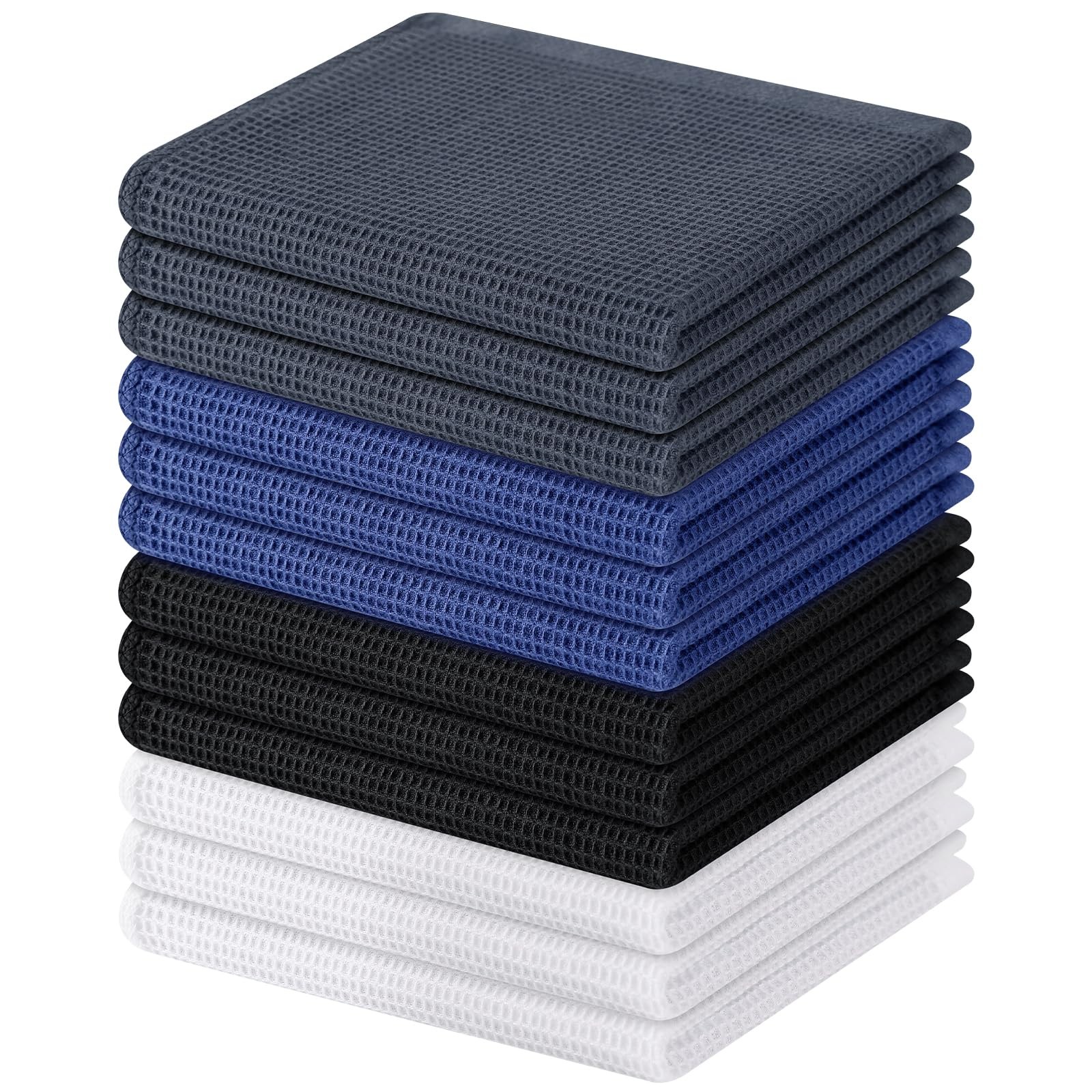 Homaxy 100% Cotton Waffle Weave Dish Cloths - 12 Pack Soft Multiple Colour