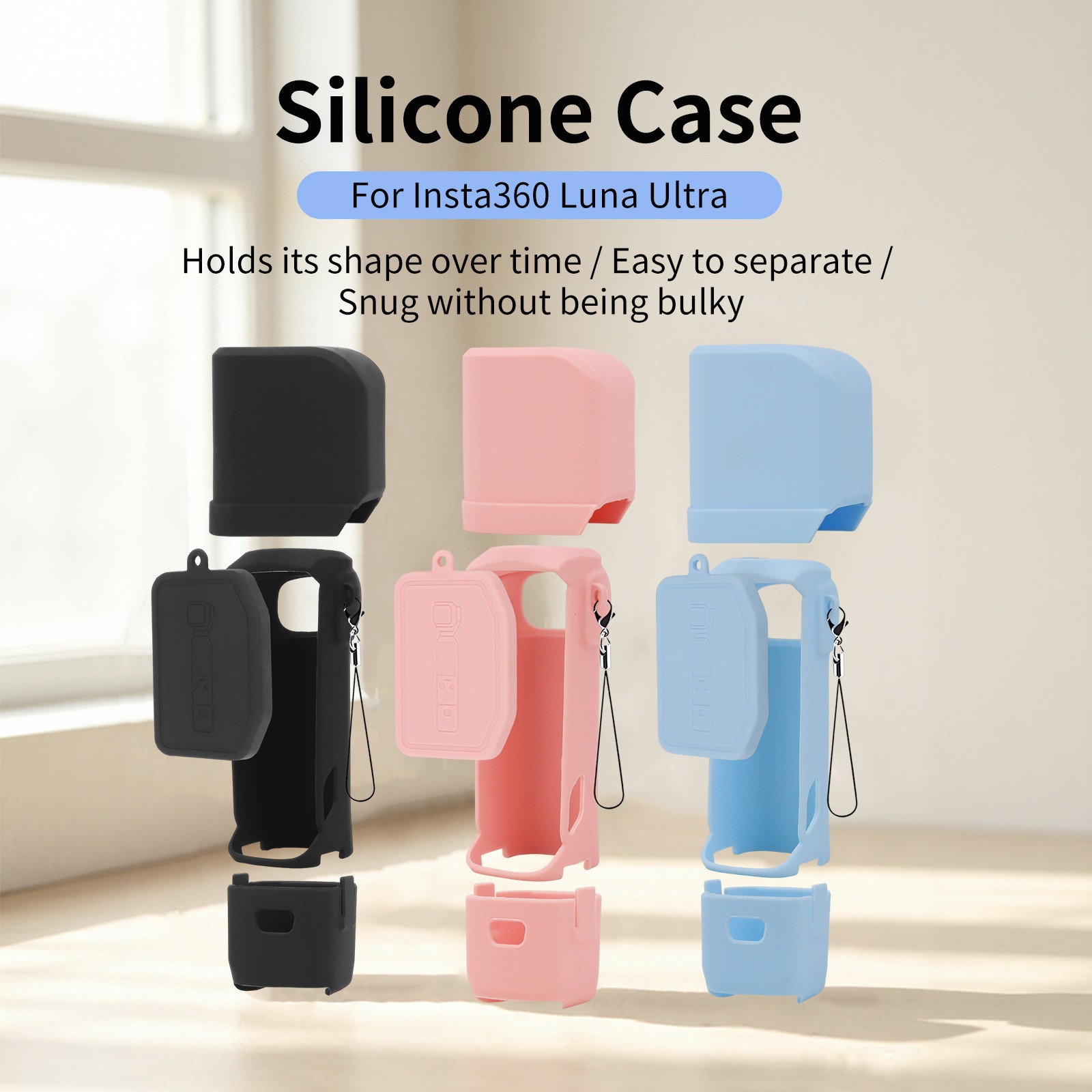 Silicone Protective Case for Insta360 Luna Ultra - Full Body Cover, Anti-Scratch