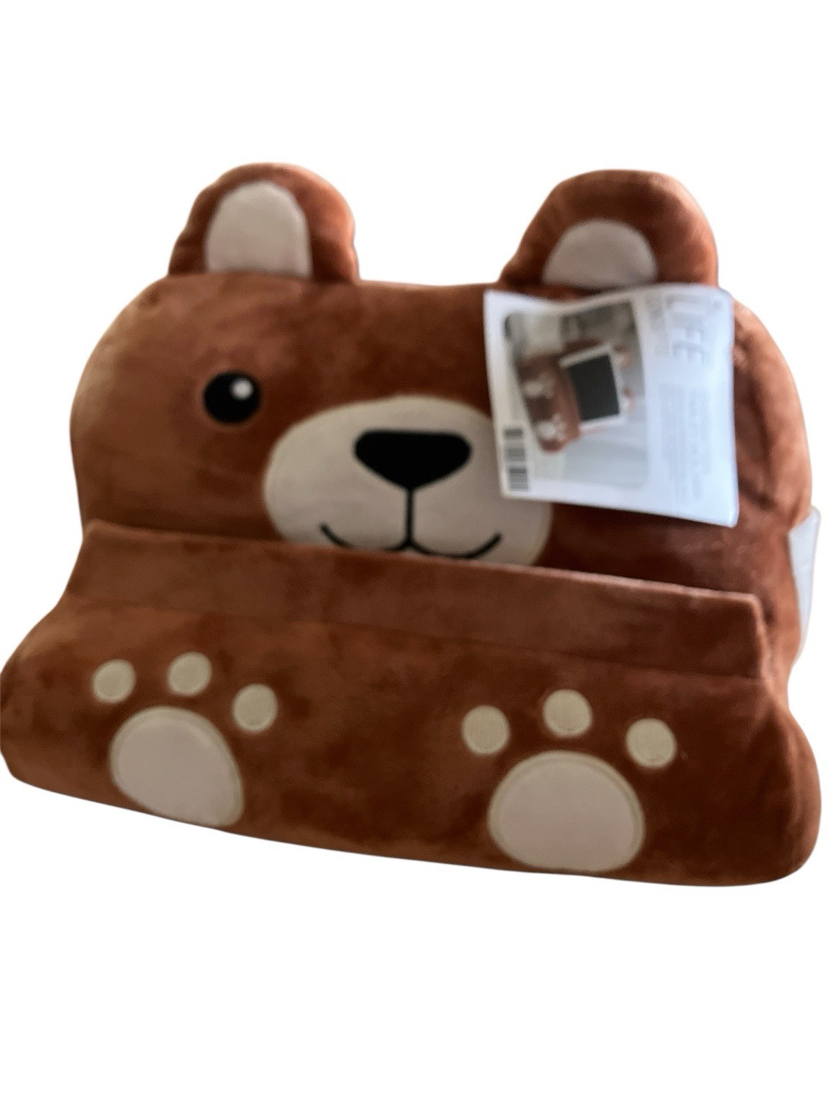 Life Concepts Plush Bear tablet/book pillow stand  NWT Hands Free Viewing Pocket