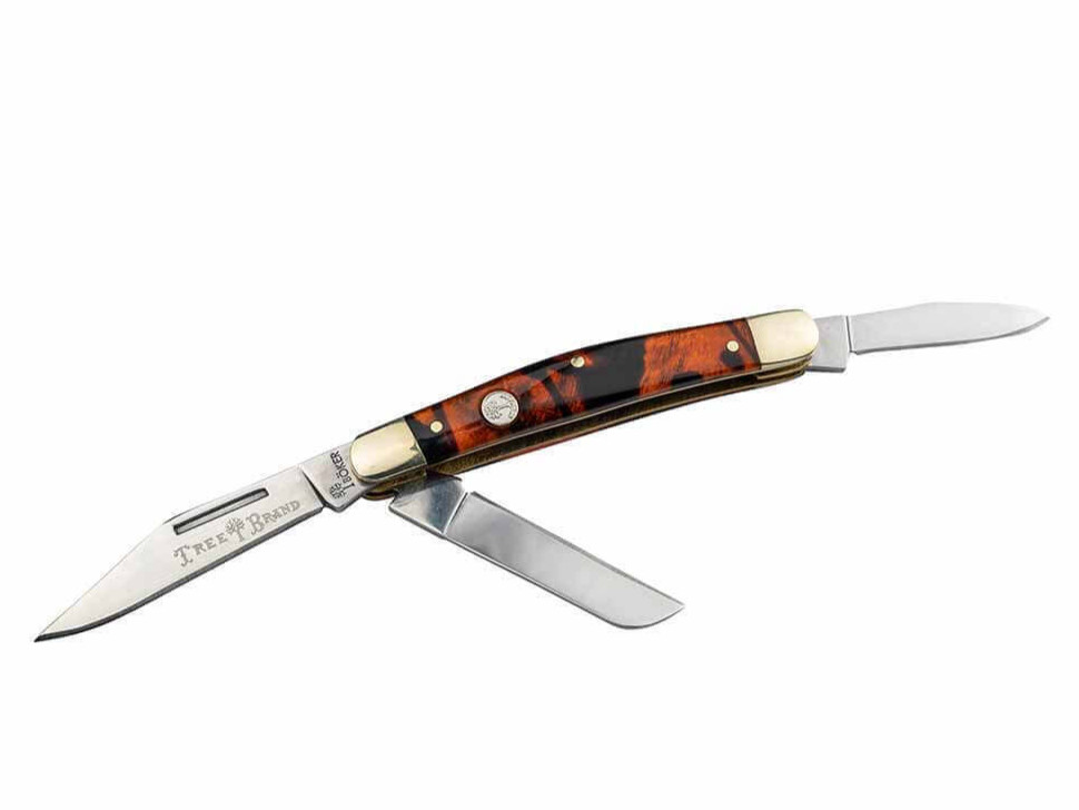 BOKER Treebrand Stockman Tortoise Classic Three-Blade Folding Knife D2 110858