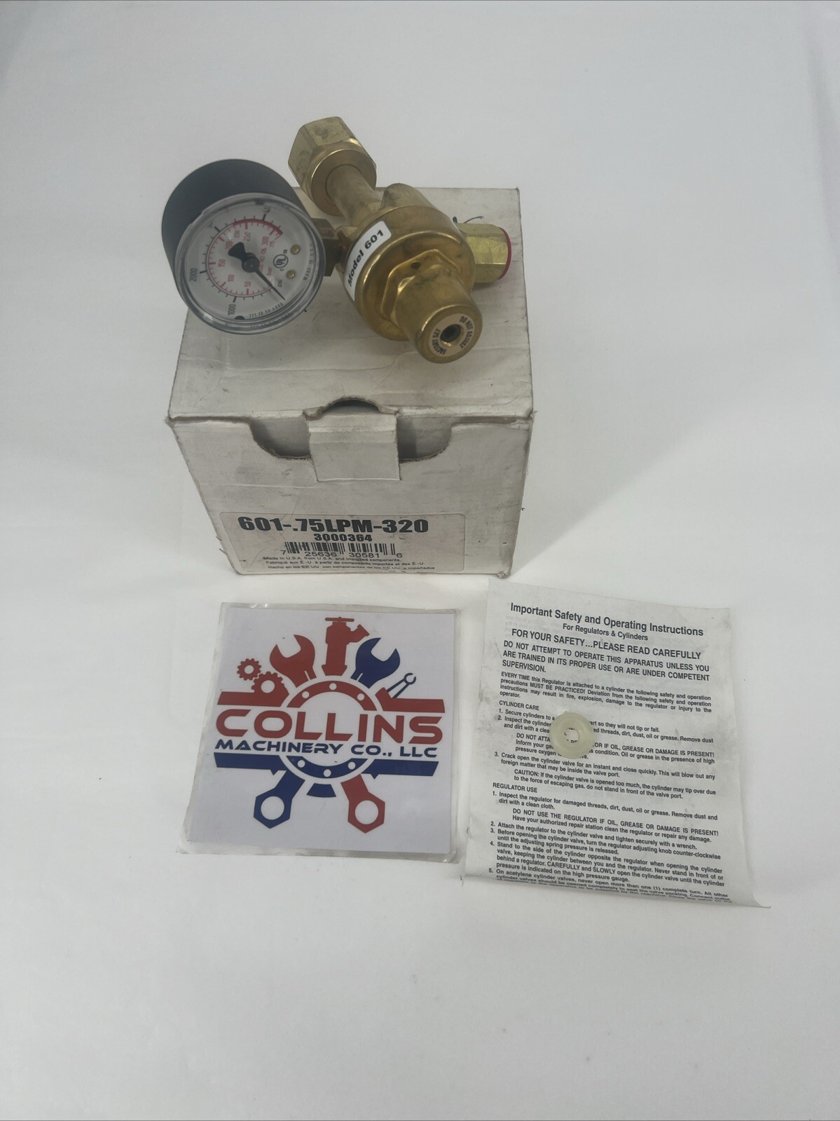Compressed Gas Regulator Model 601-.75LPM-320 Max Inlet 3000 PSI 3000364 NOS