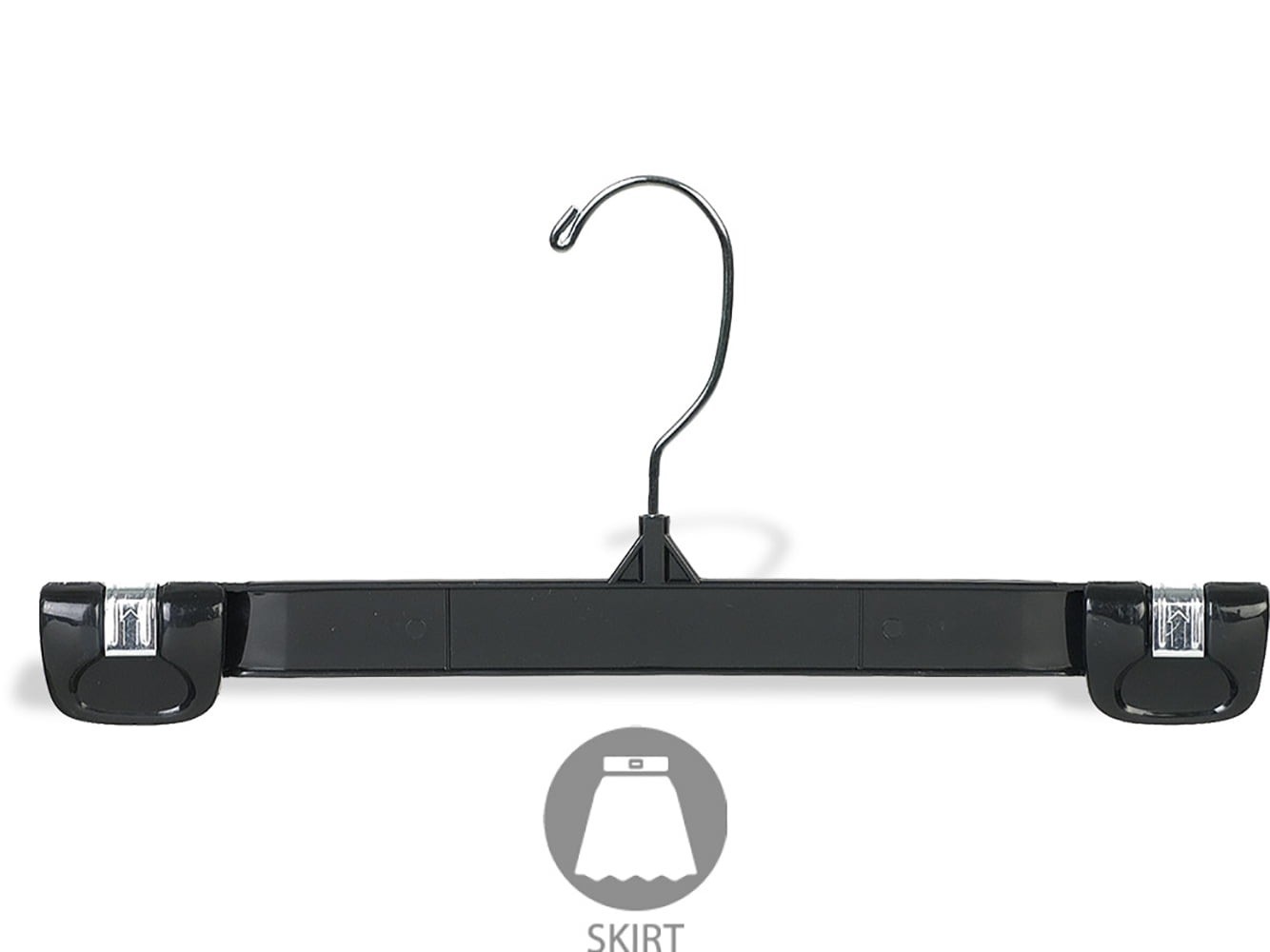 Black Plastic Bottom Hanger with Pinch Grips, 25 Pack