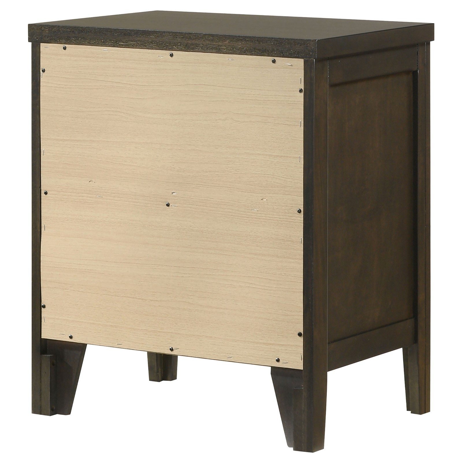 Clement Dark Cocoa 2 Drawer Nightstand, Wooden Bedside Table with Metal Handles