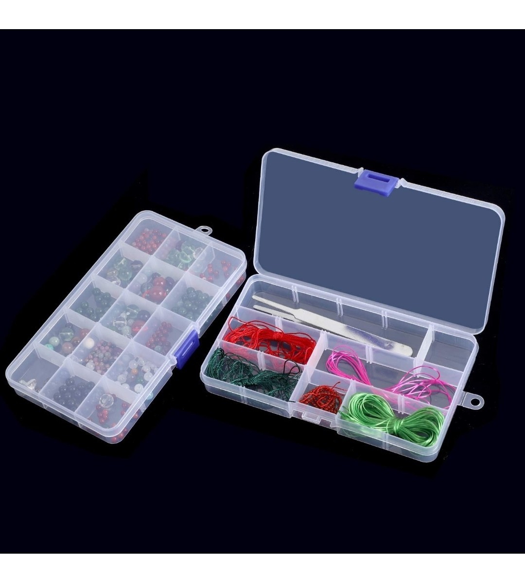 10 Pack 15 Grids Plastic Bead Organizer Containers Storage, Adjustable Dividers