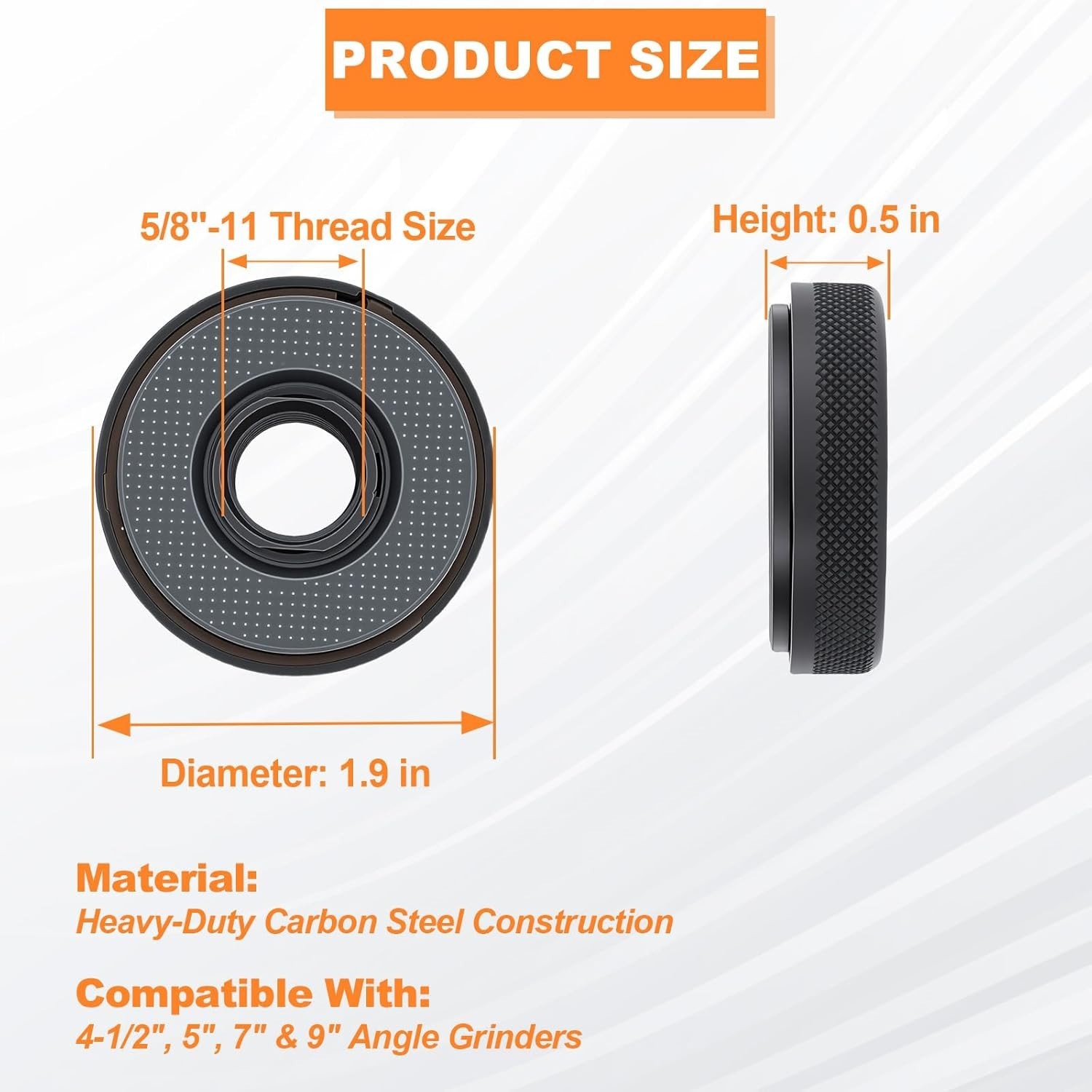 Self Locking Flange Nut No Wrench Required for 4.5" & 5" Angle Grinders, Meta...