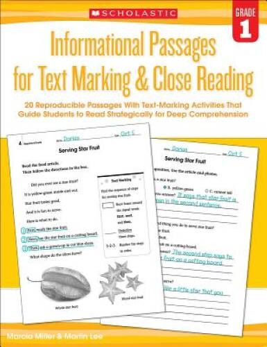 Informational Passages for Text Marking  Close Reading: Grade 1: 20 Repr - GOOD