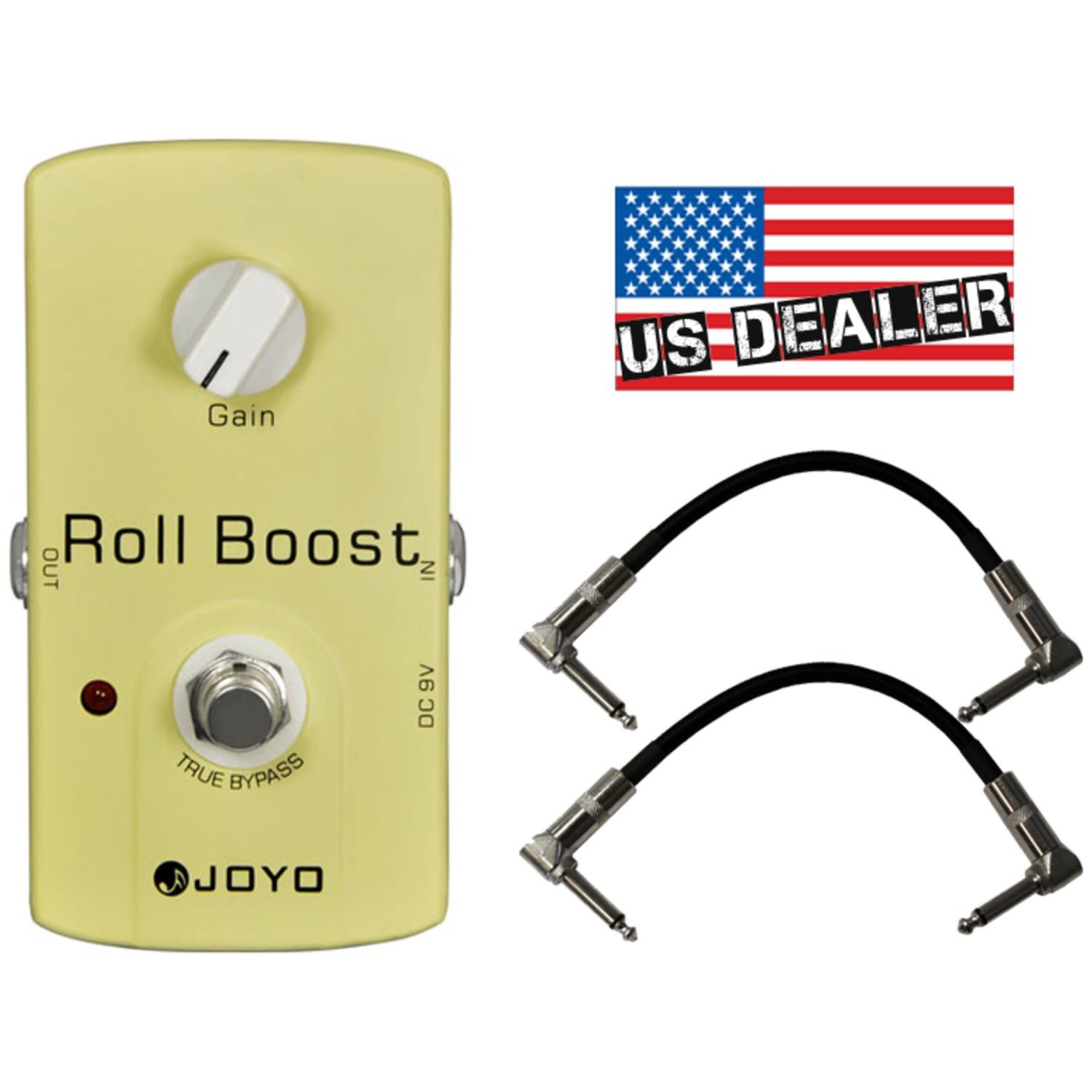 Joyo JF-38 Roll Boost Pedal US Dealer w/ 2 Patch Cables