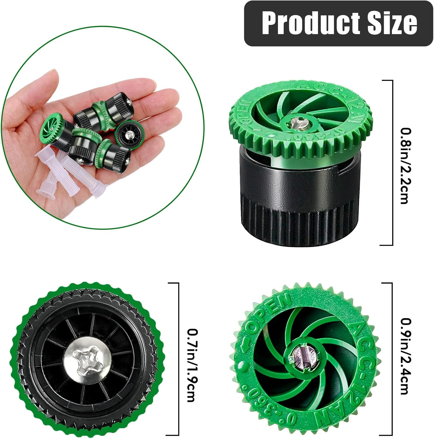 10 Pieces Variable Arc Nozzle, Pop-up Sprinkler Heads Replacement Compatible wit