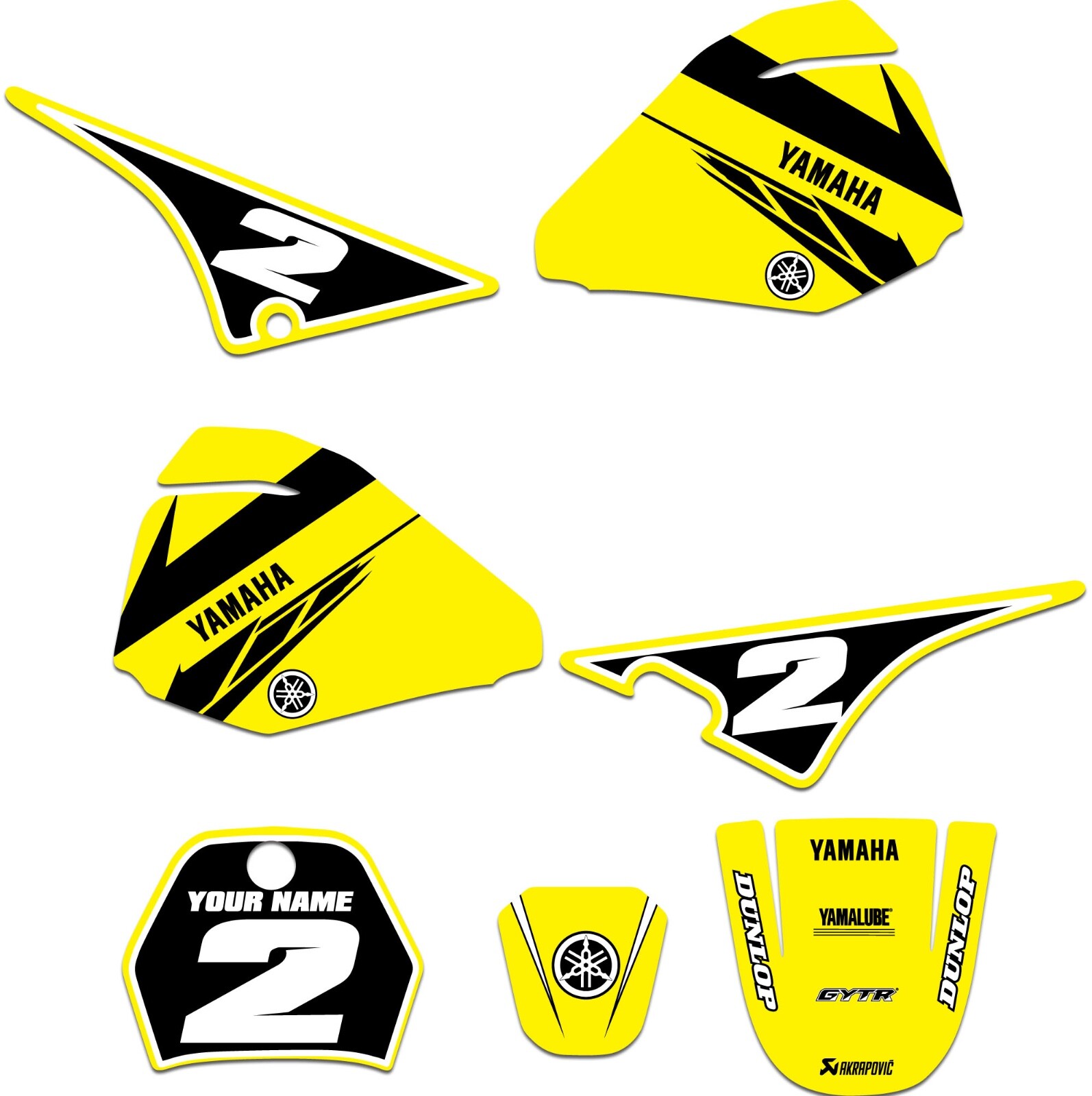 Yamaha PW 80 Graphics Kit PW80 YELLOW STICKER DECALS 1983-2020 - MSG US NAME & #