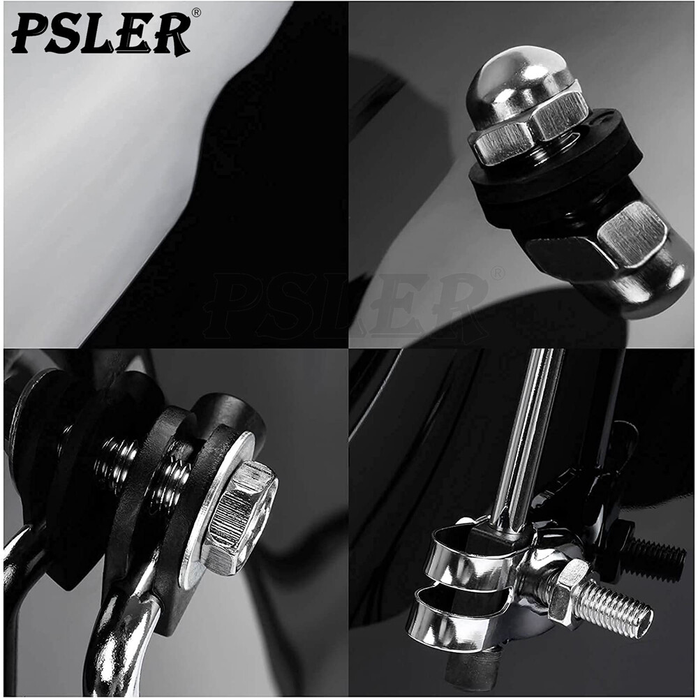 Universal Motorcycle 7/8" Cruiser Windshield Windscreen with Mounting Kit Black