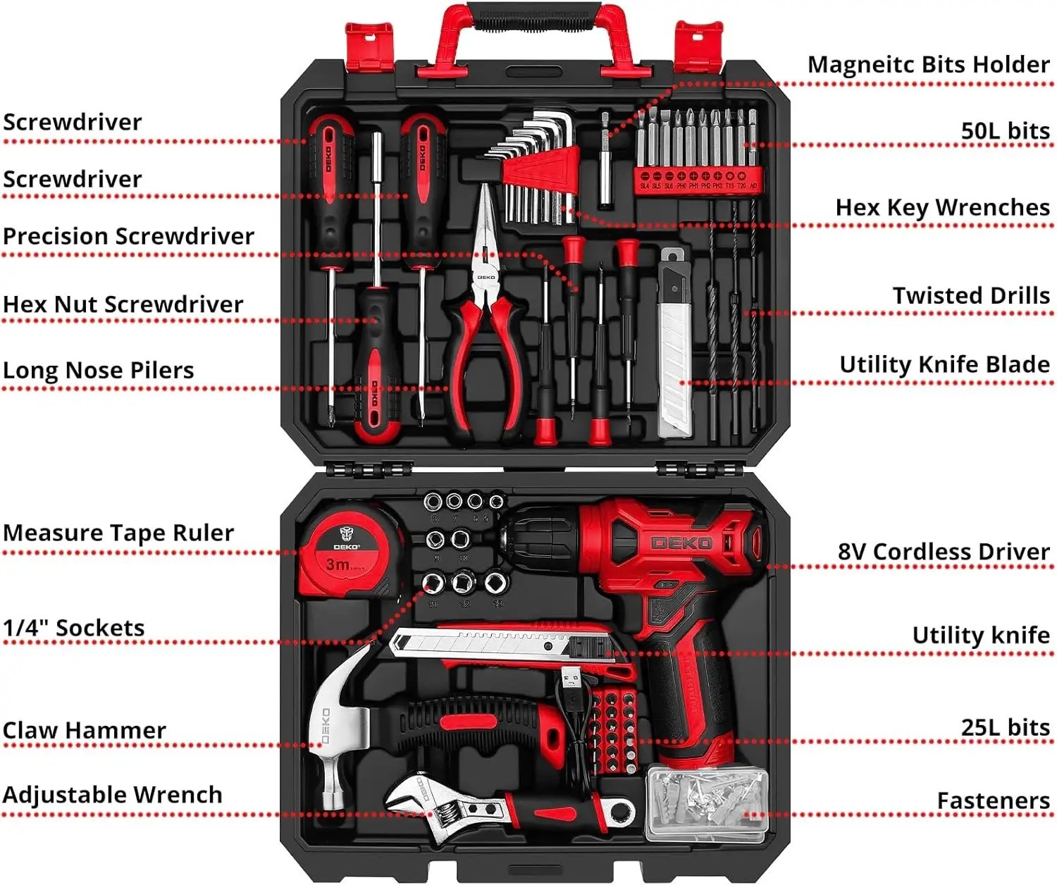 126-Piece Tool Set with 8V Cordless Drill