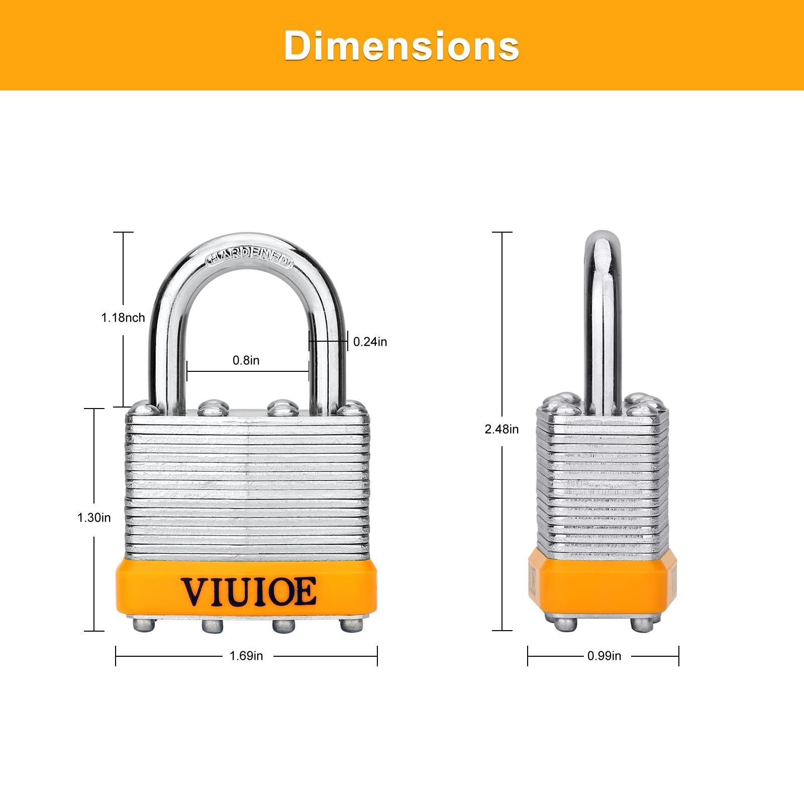 4 Pcs Laminated Padlocks with Same Key for Door, Luggage, Gate, Storage, Fenc...