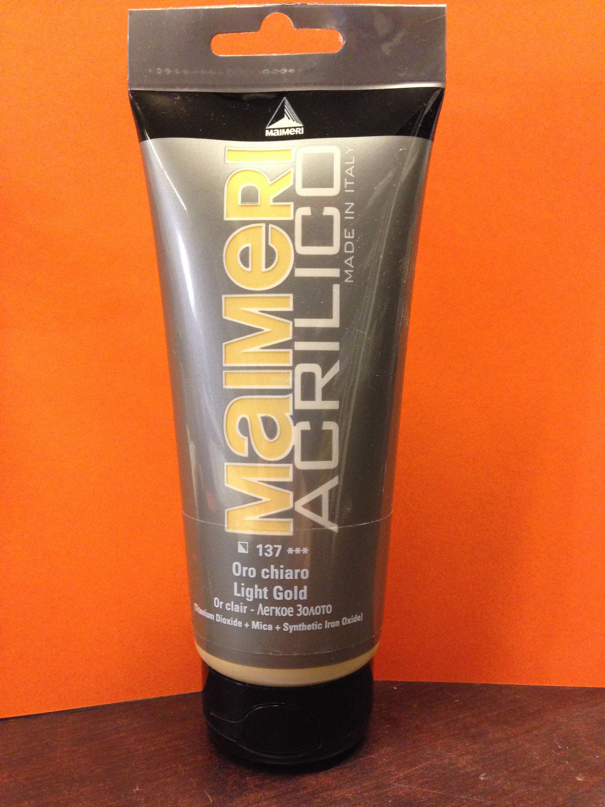 ACRYLIC COLOR LIGHT GOLD 137 MAIMERI ML 200 DECOUPAGE AND DECORATION ITALY