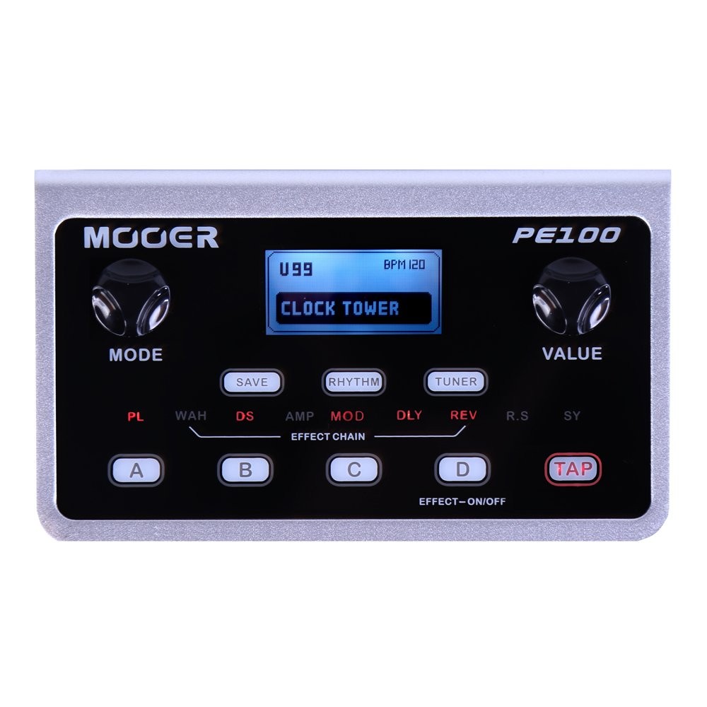 MOOER PE100 Portable Depstop Guitar Multi Effects Headphone Amp Pedal Practice