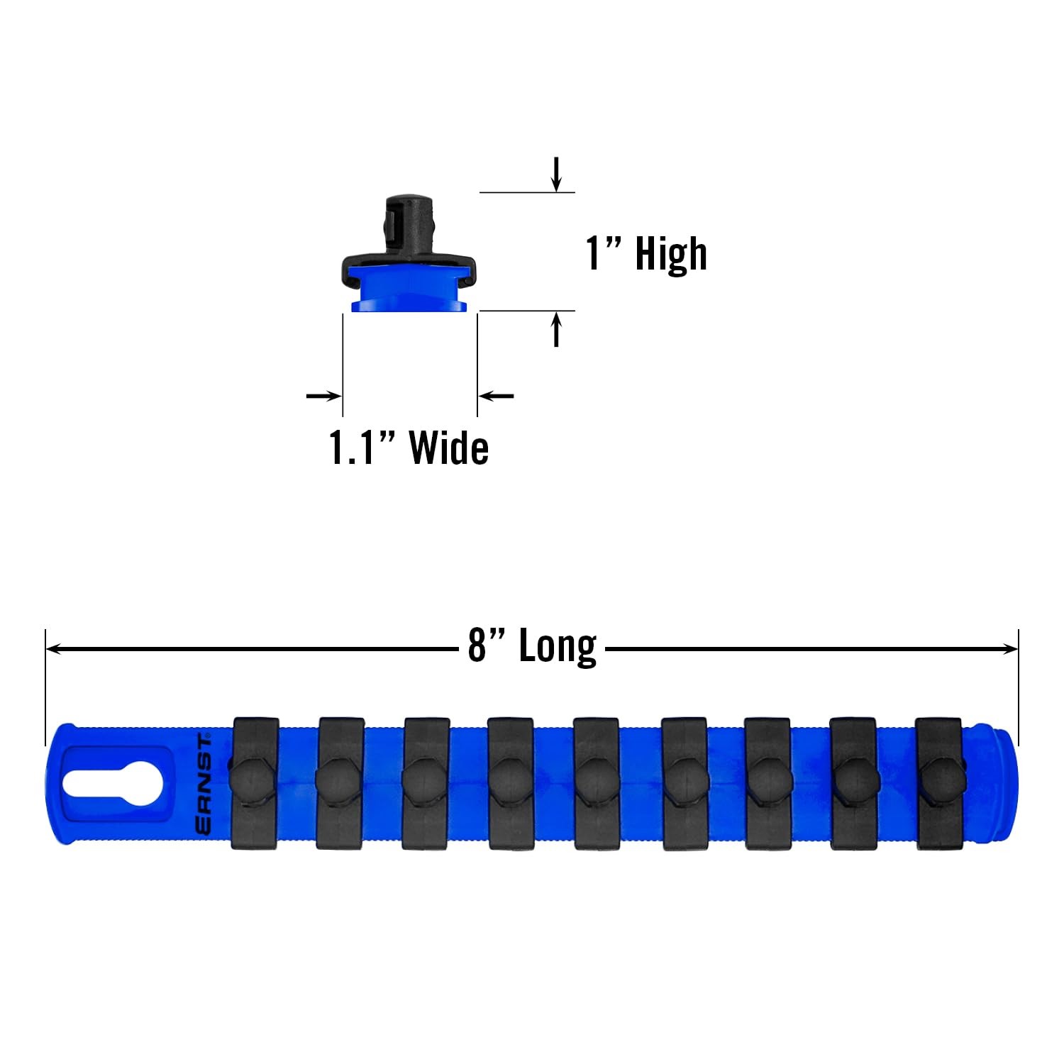 8-Inch Socket Organizer with Twist Lock Clips for Tools - Blue Storage Solution