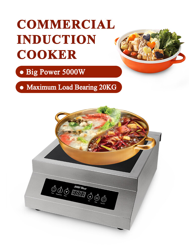 5000W Commercial Induction Cooker Touch Control Hotel Restaurant Kitchen Machine
