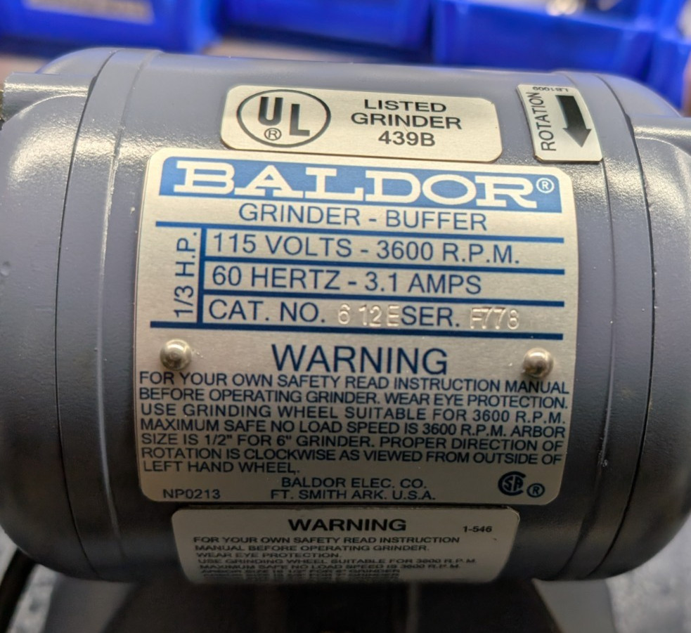 Replacement Bench Grinder Label Set Blue 6” | Baldor | Sublimated | USA