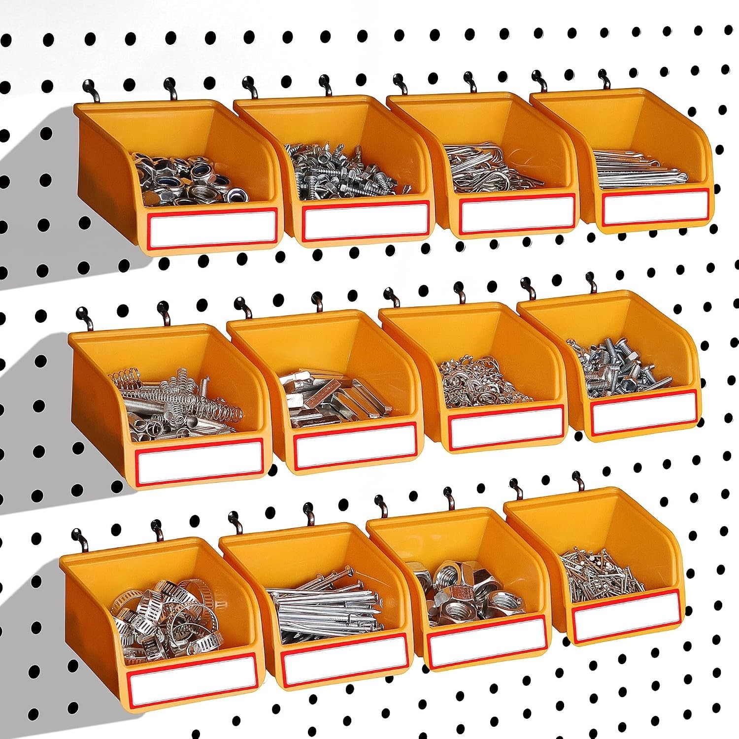 Versatile Pegboard Bins Storage Set - 12 Durable Bins with Labels Included