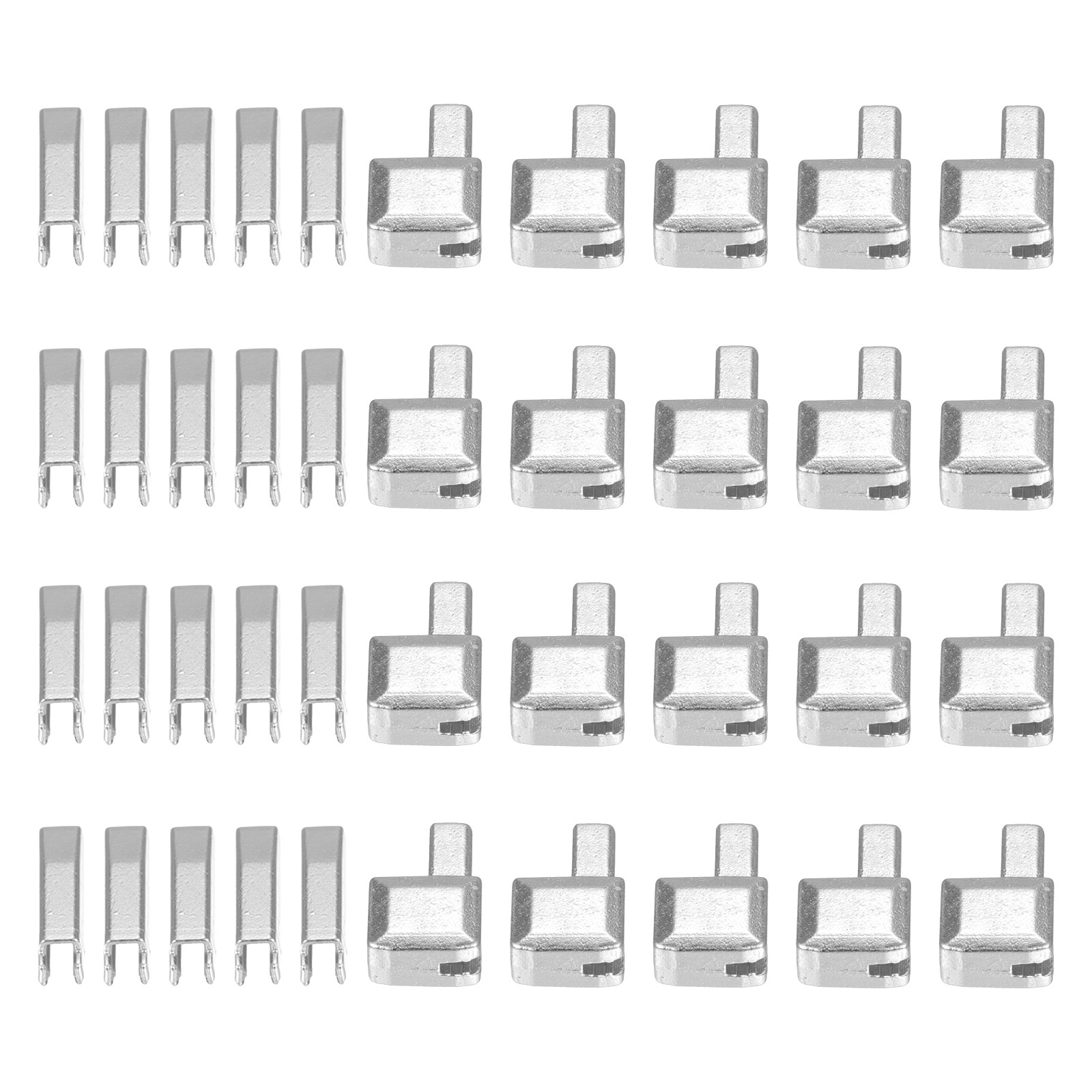 20Sets Zipper Repair Kits, #3 Retainers Box & Insertion Pins, Silver Tone