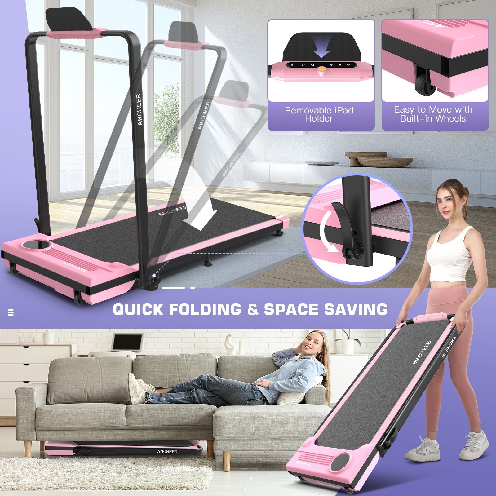 Under Desk Treadmill Compact Running Machine with Remote Control,300lbs Capacity