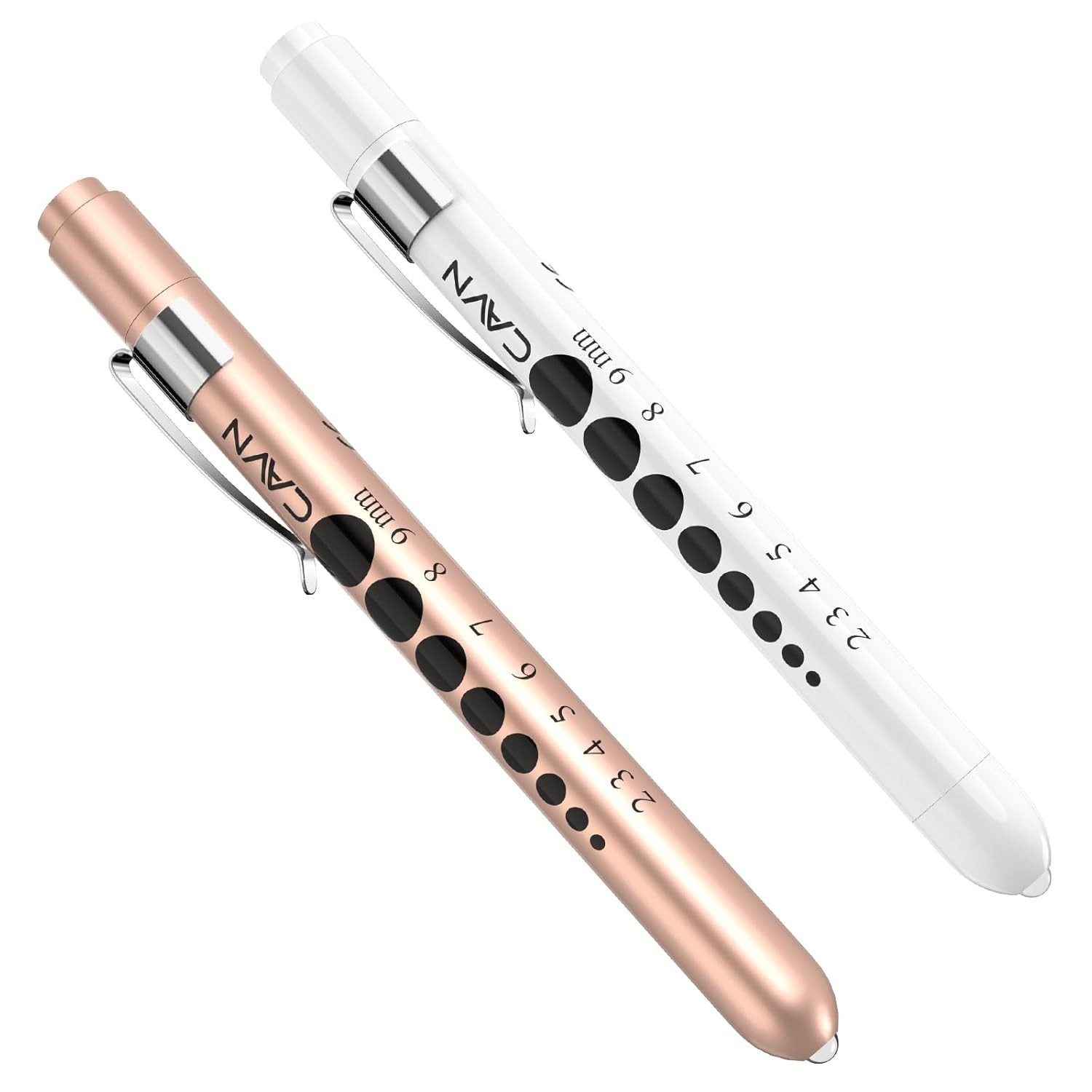 Lightweight Medical Pen Lights 2-Pack with Ruler and Pupil Gauge Features