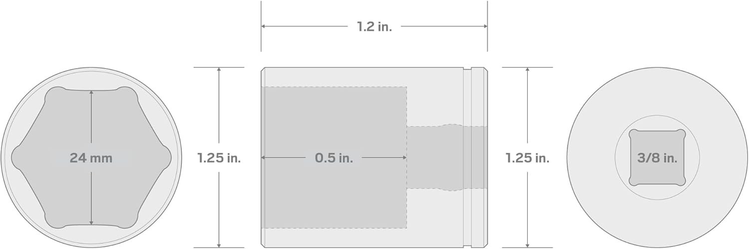 3/8 Inch Drive x 24 mm Shallow 6-Point Socket |