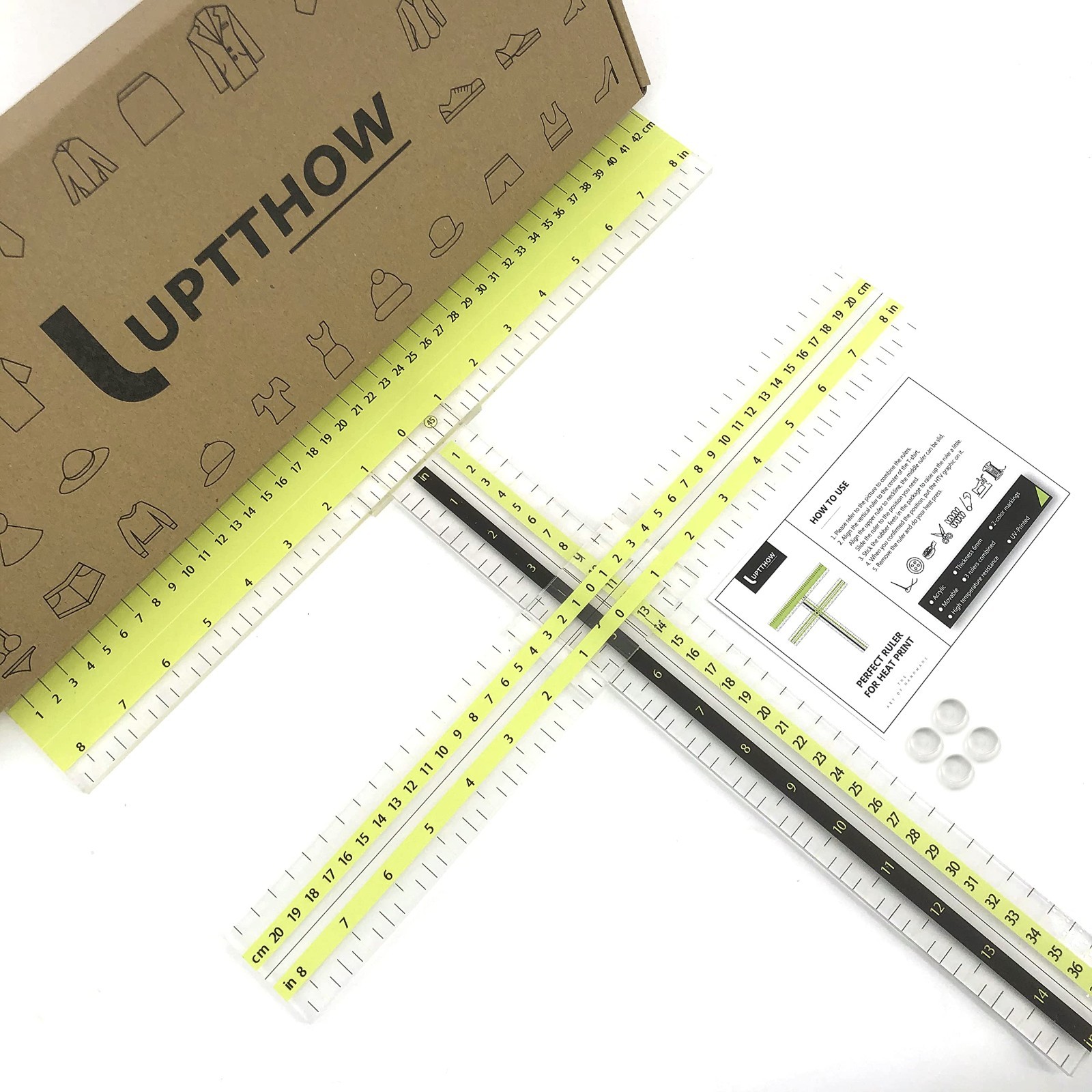 Alignment Ruler Guide Tool for T-Shirts - Acrylic Transparent T-Ruler Set for He