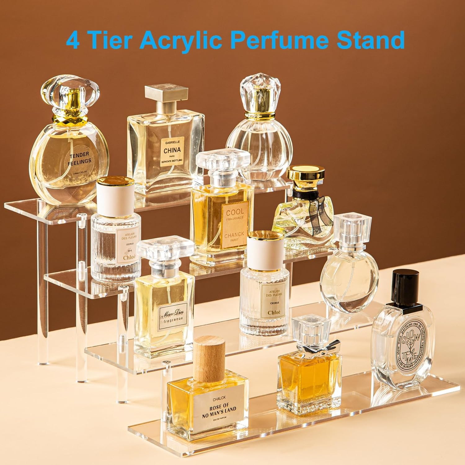 4 Tier Acrylic Perfume Organizer Stand, Clear Display Risers for Perfume, ⭐⭐⭐