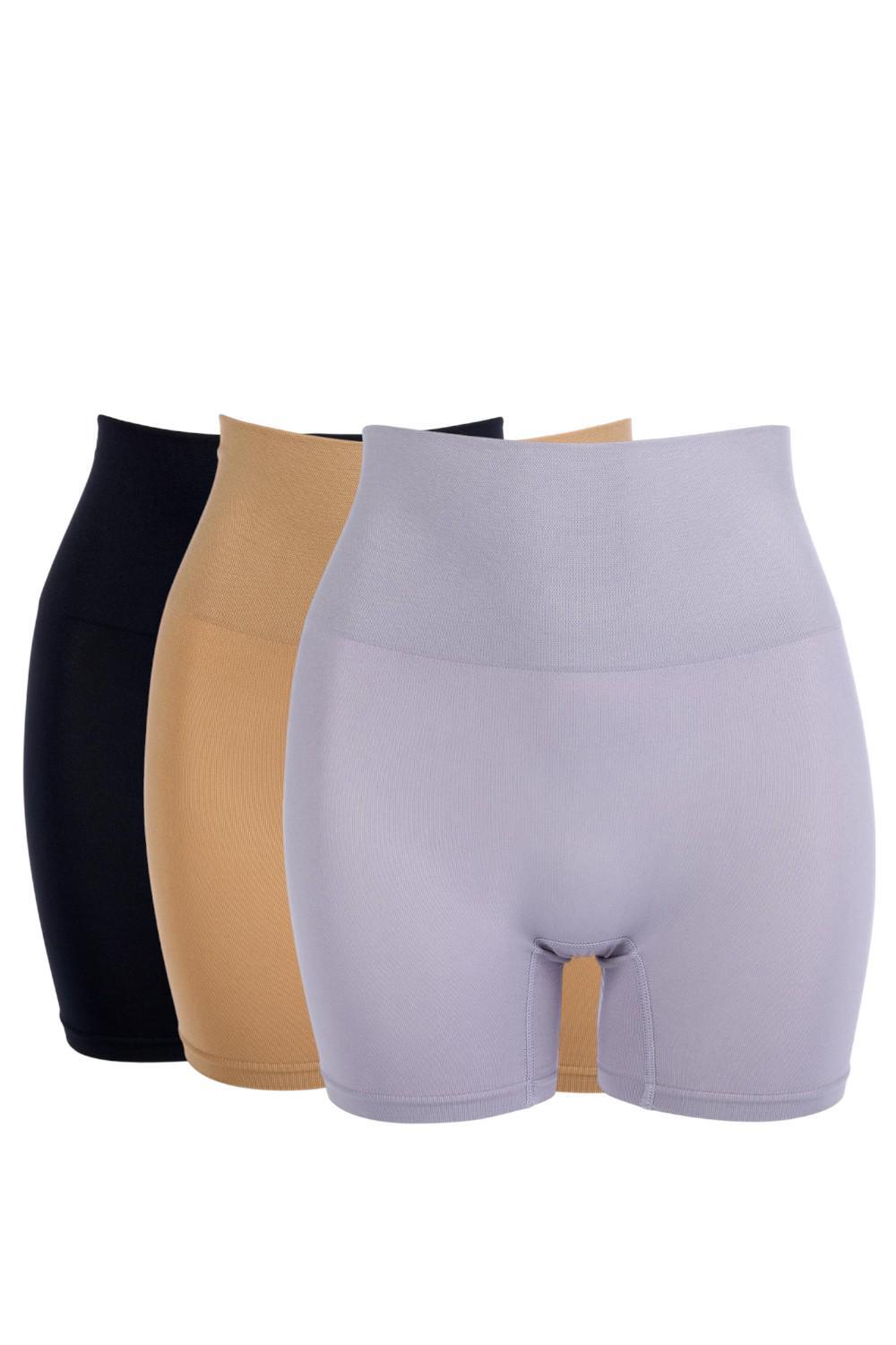 Yummie Women's 3-pack Mona Seamless Shaping Short Black/Grey/Almond