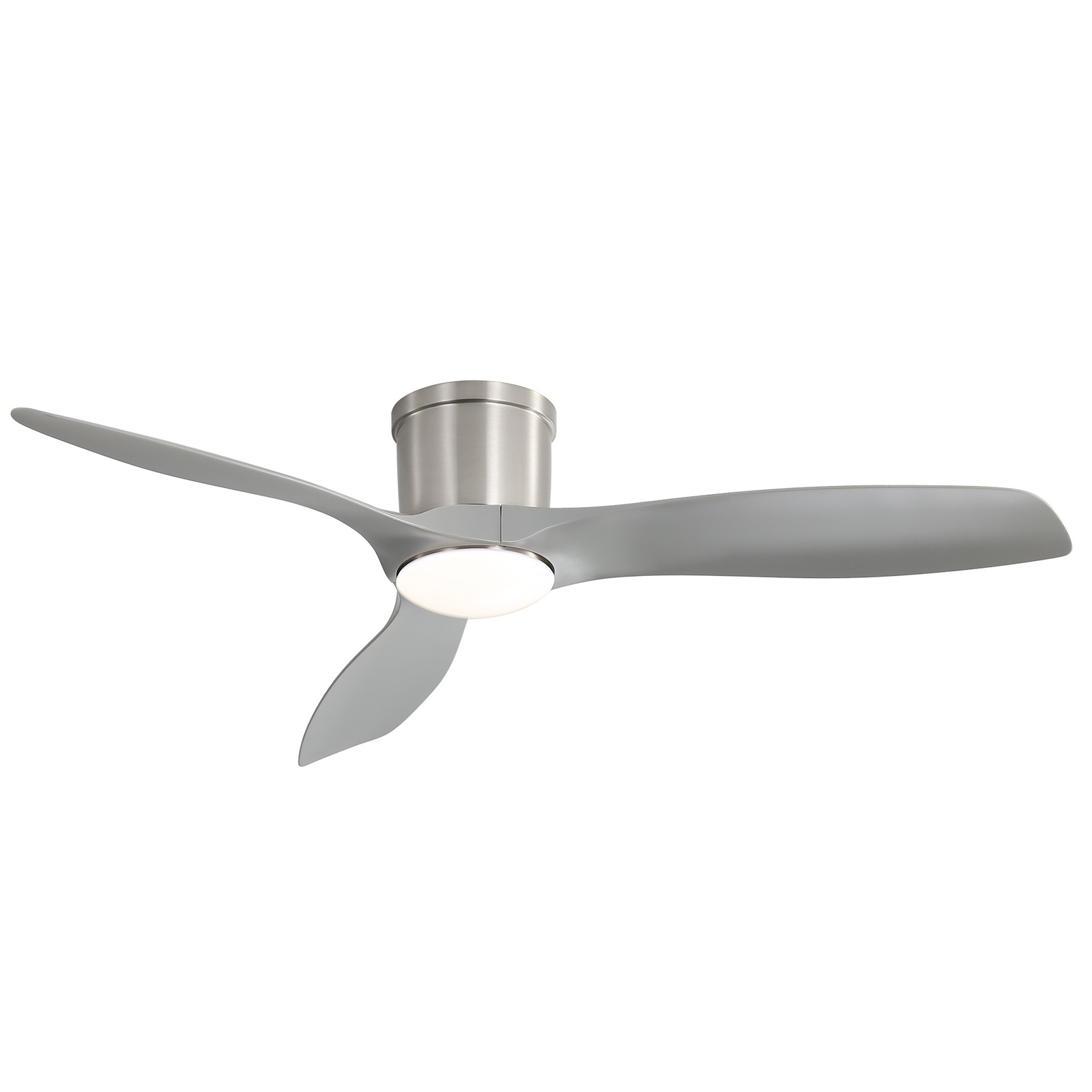 52"Flush Mount Ceiling Fan with Dimmable Led Light 3 ABS Fan Blades Reversible