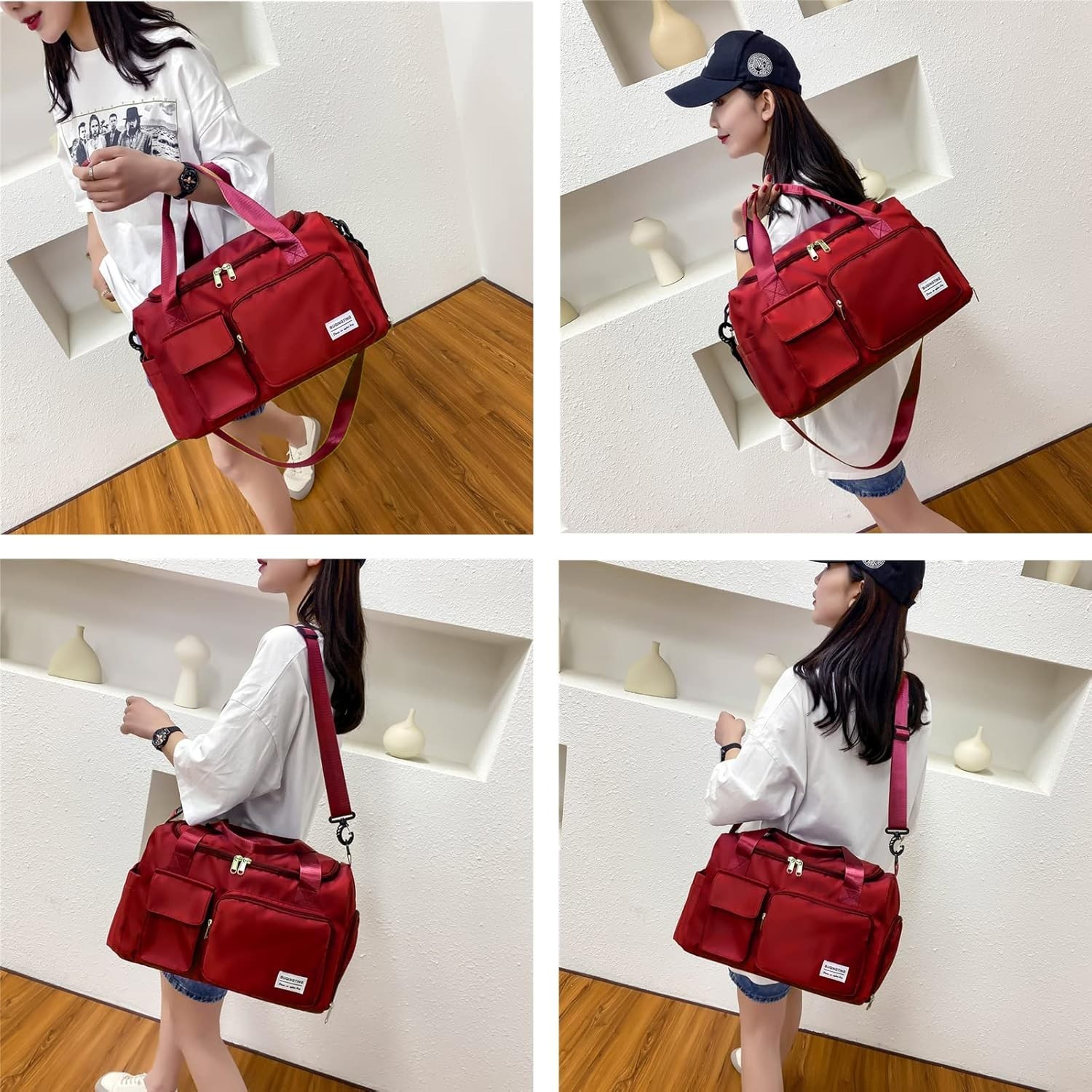 Small Gym Bag for Women, Travel Duffle Bag Carry On Weekender Bag with Shoe C...