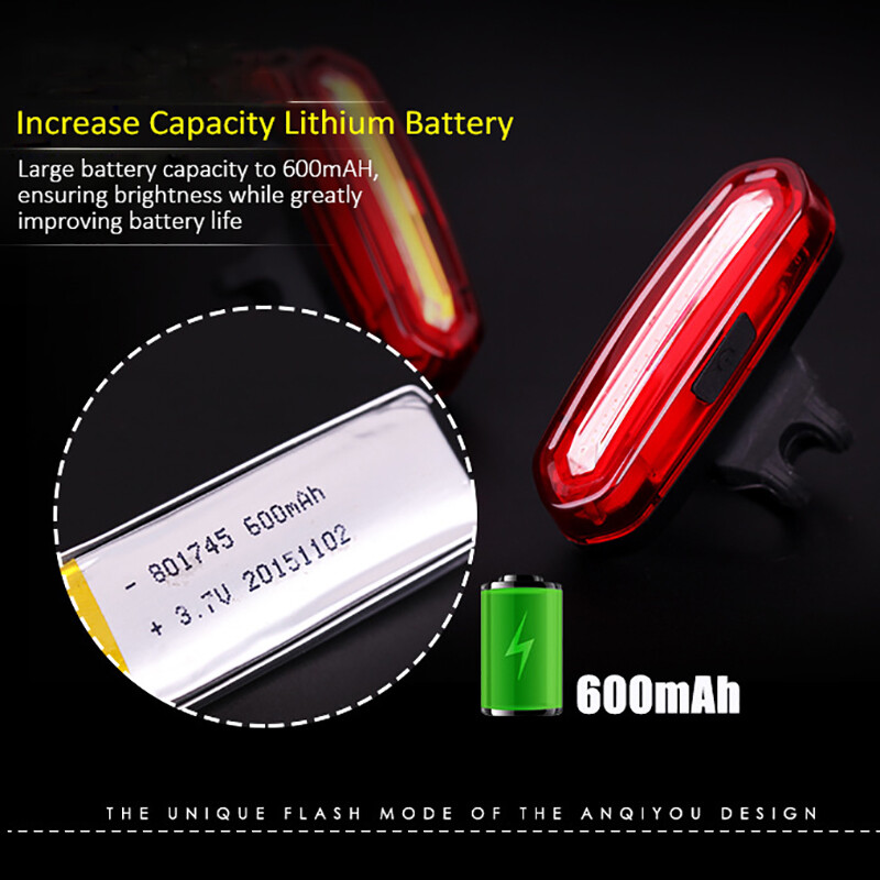 4 PCS 6 Modes USB Rechargeable Rear Warning Light LED Bicycle Cycling Tail Light