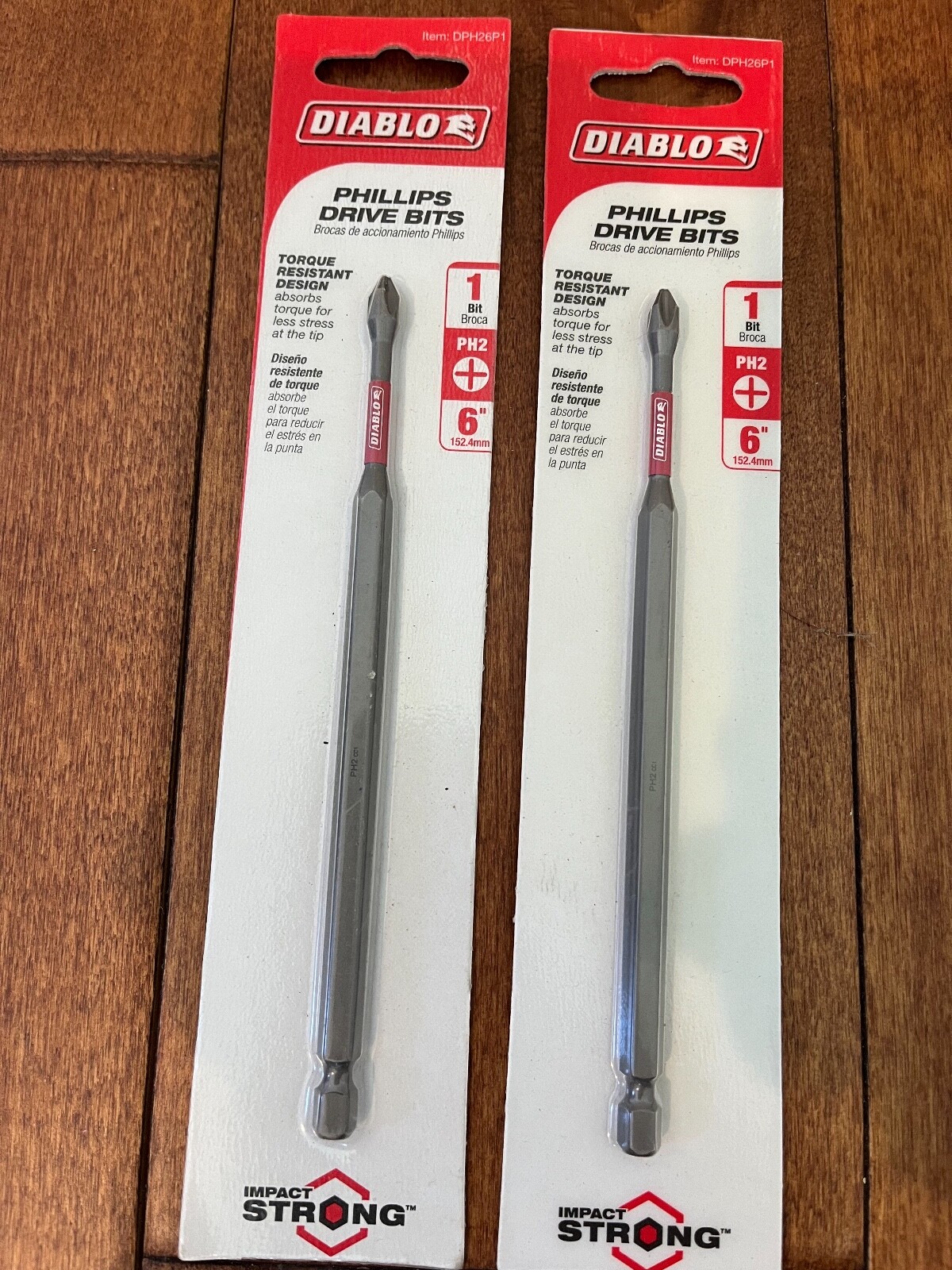 Diablo DPH26P1 Long 6" Torque Resistant #2 Phillips Drive Bit PH2 ( 2 Pack )