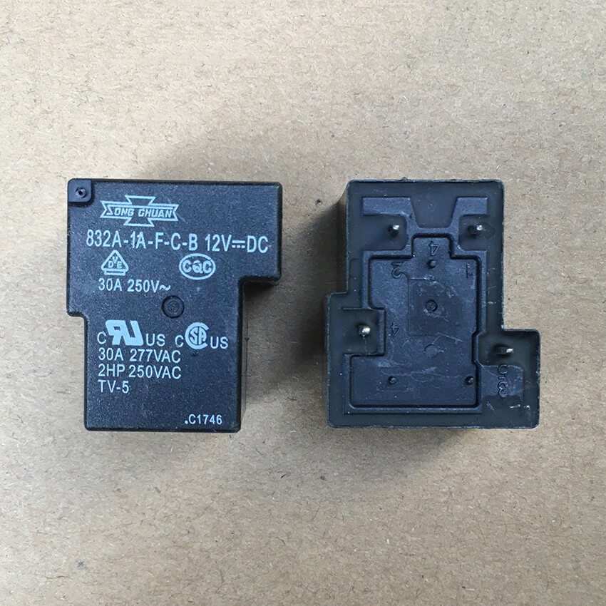1Pc SONG CHUAN 832A-1A-F-C-B 832A-1A-F-C 12VDC Power Relay 30A 277VAC 4Pin NEW
