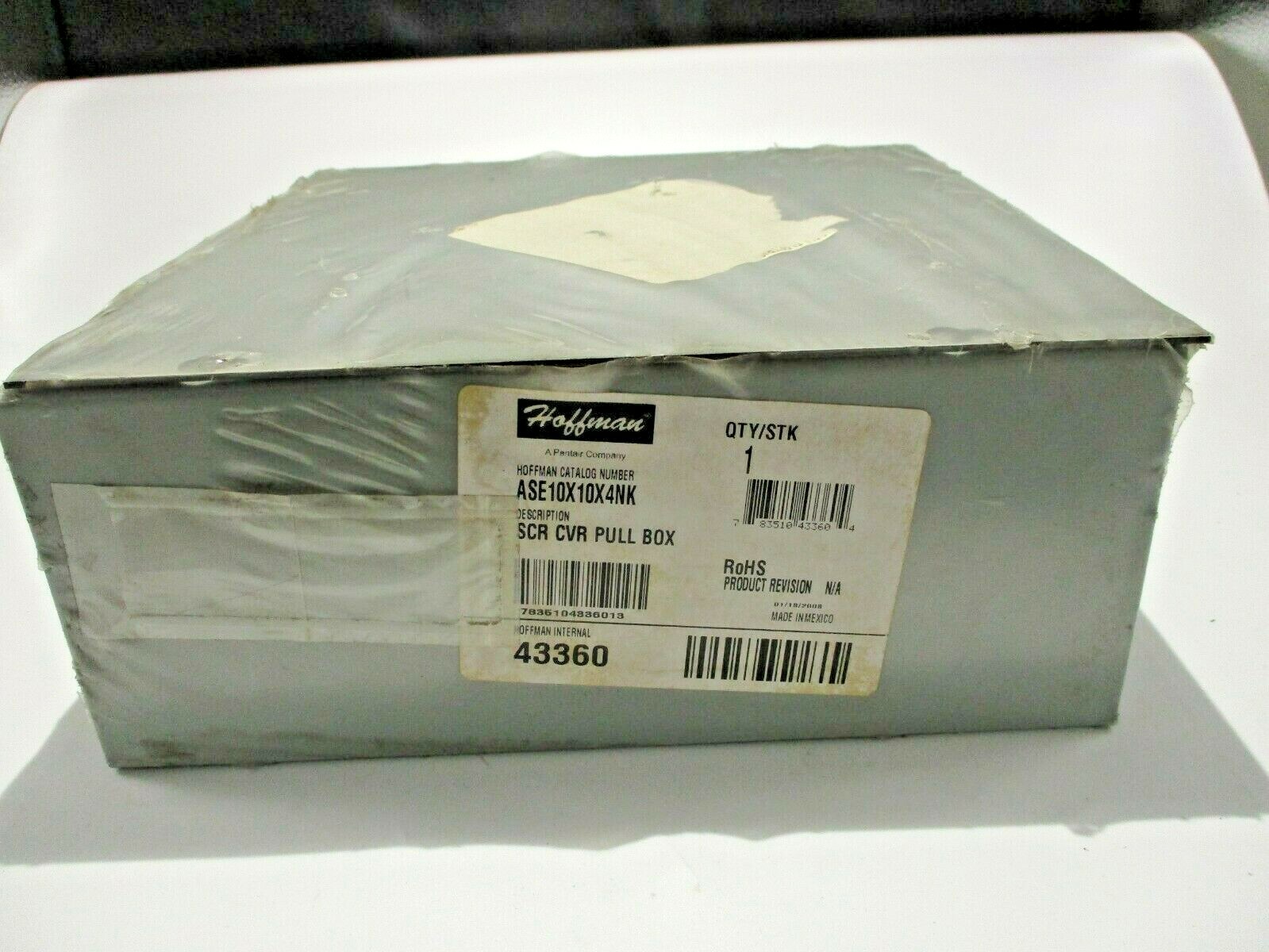 NEW HOFFMAN 43360/ASE10X10X4NK SCR CVR PULL BOX 10X10X4