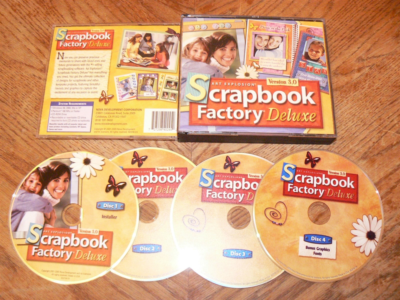 Art Explosion Scrapbook Factory Deluxe v 3.0 PC CD-ROM 4discs 2005 Windows 98/XP
