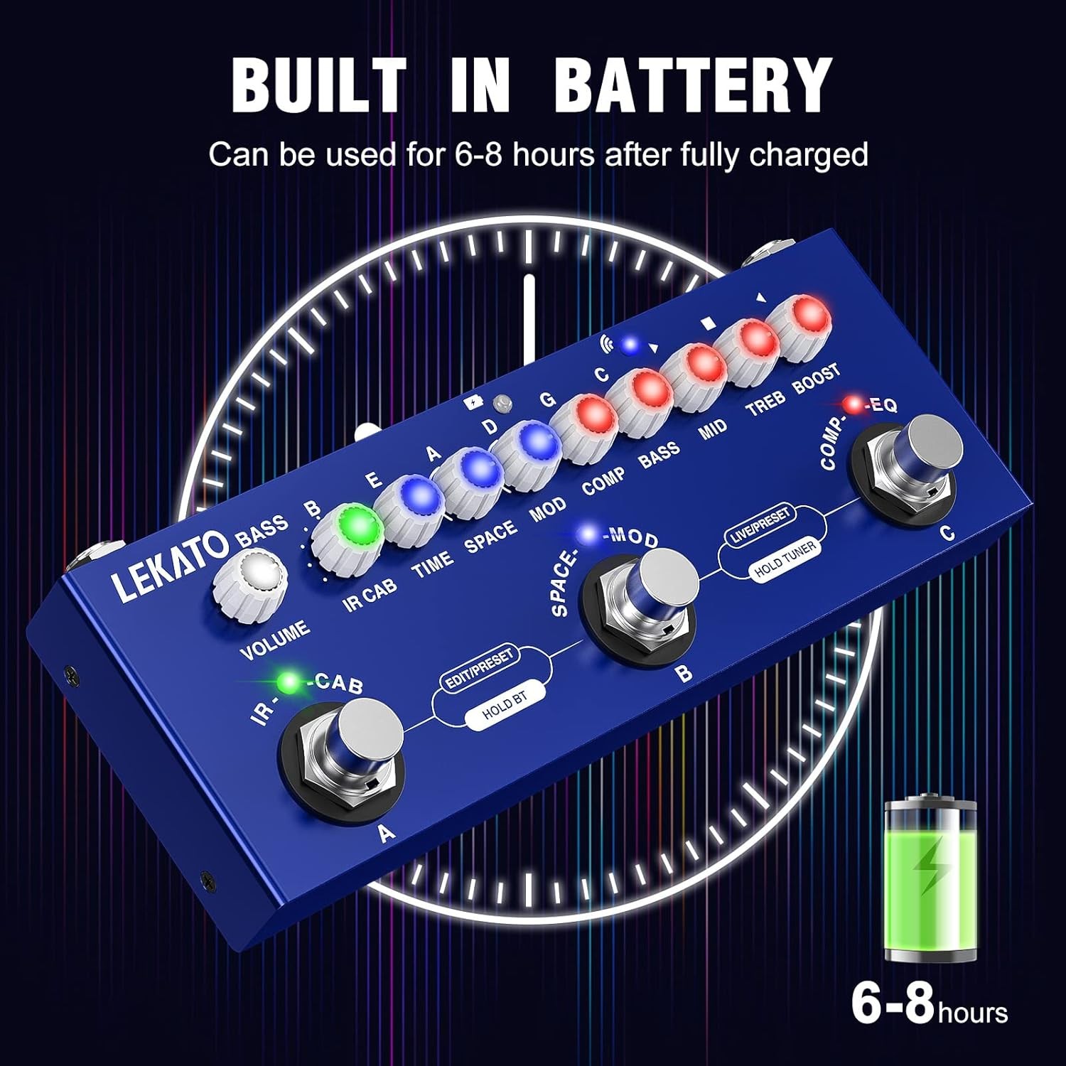Lekato Bass Multi Effects Pedal Guitar Effects IR Loading 9 AMP Models Delay