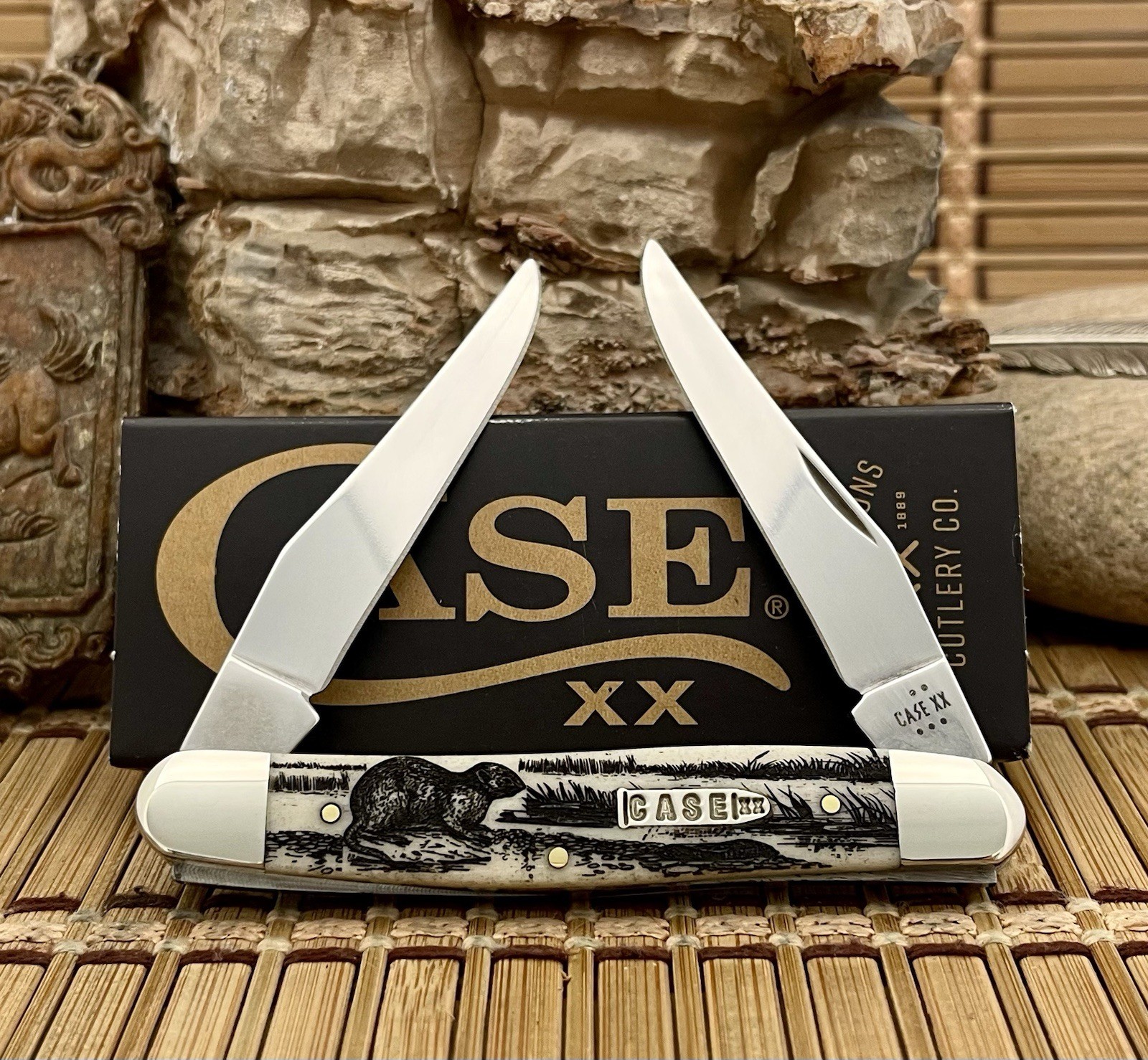 Case XX USA 2025 Natural Bone MUSKRAT  1/500 Bullet XX Muskrat Pocket Knif