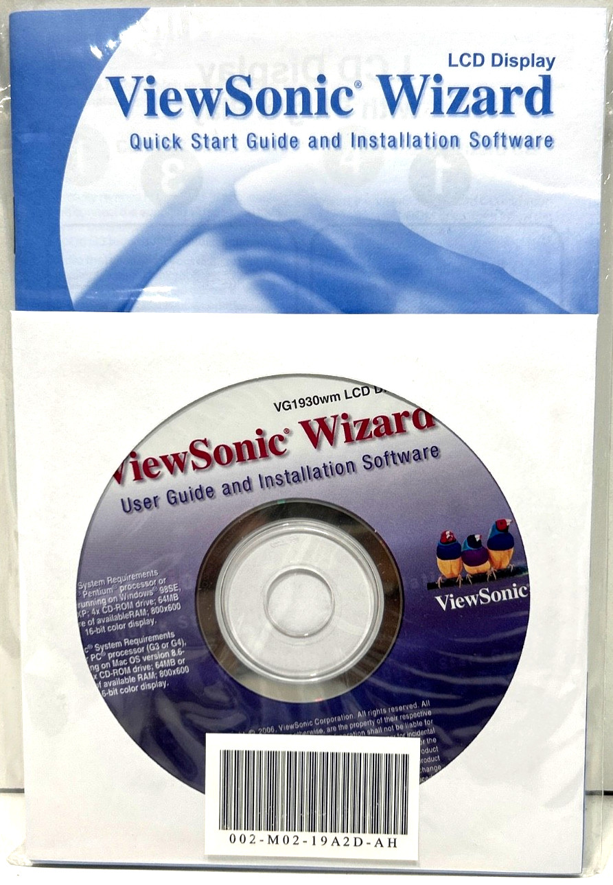Wizard &  ViewSonic Monitor VG1930wm DISC ONLY User Guide & Installation Softwar
