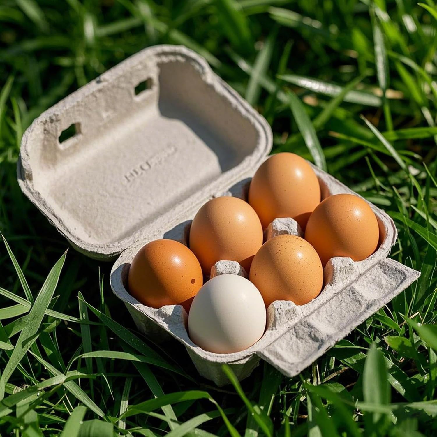 50 Pack 6 Count Paper Pulp Egg Cartons, Half Dozen Egg Holder Cardboard Egg Cart